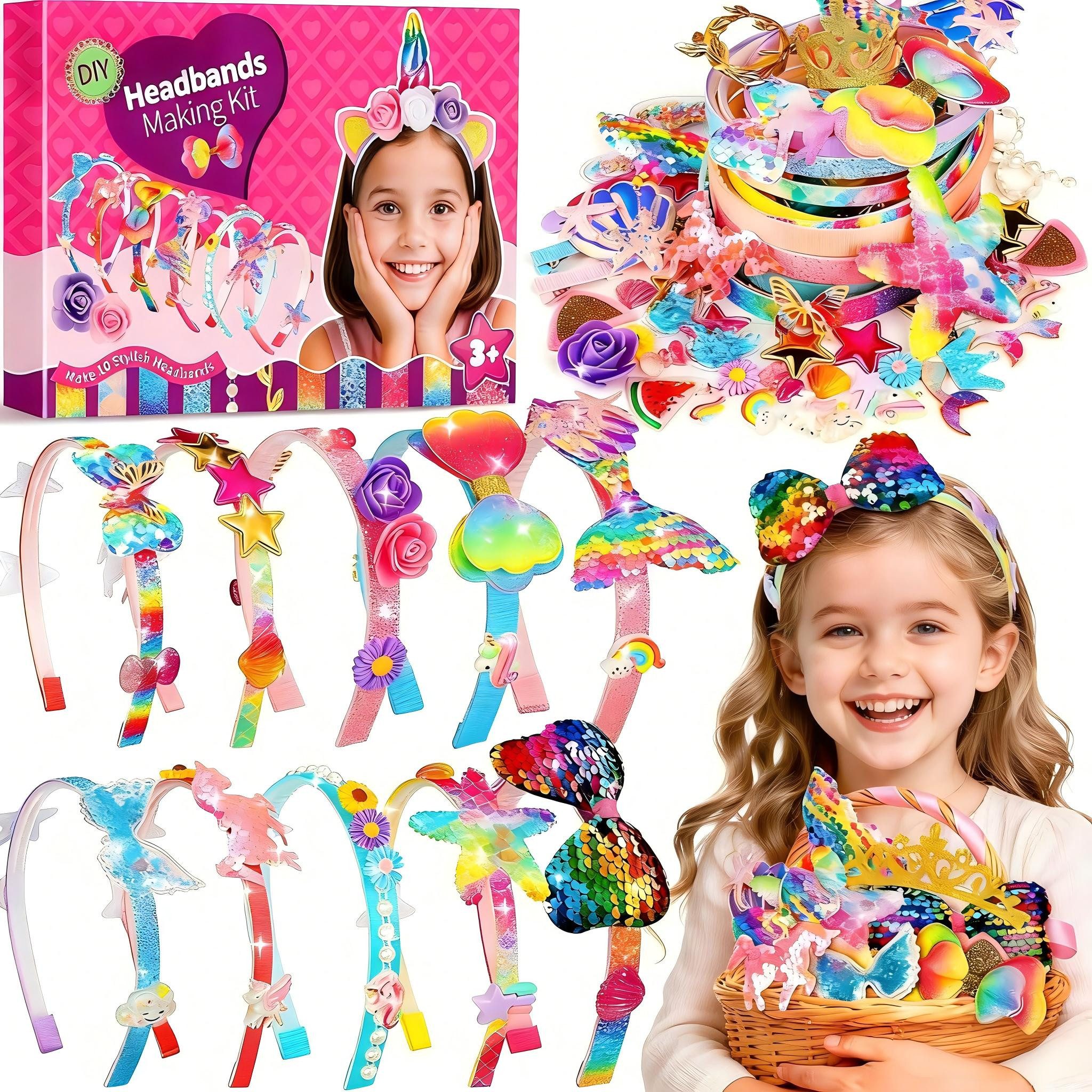 POPOLIC Haarband Multithema Haarreifen Haarschmuck, Einhorn Geschenke für Mädchen,10 Teile Kinder 4 Jahre, 10-tlg., Geschenk Mädchen 3 4 5 6 7 8 jahre, Kindergeburtstag Halloween Christmas