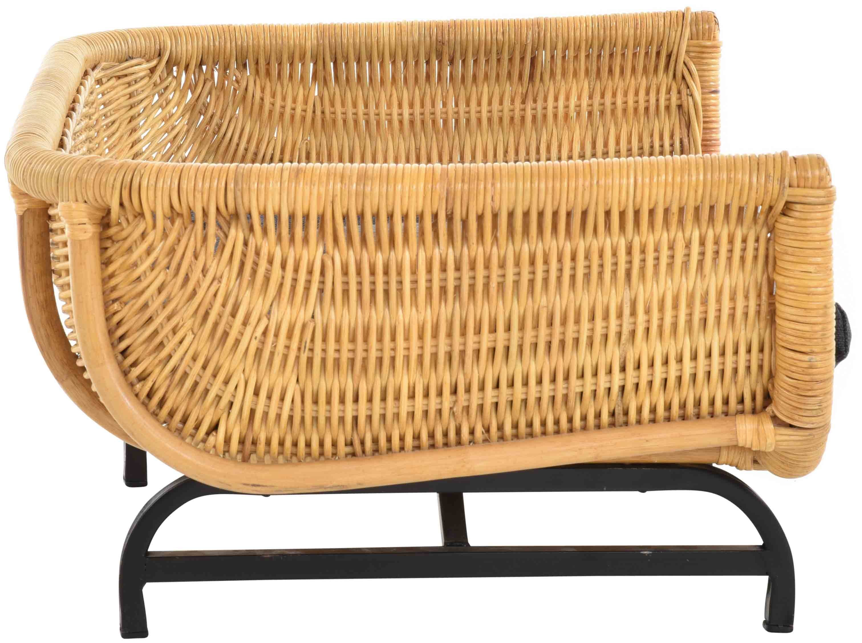 Krines Home Hundekorb Exklusiver Retro-Design Hundekorb Hundebett Tierkorb Haustier Bett, Polyester, Groß aus Rattan mit Kissen Modernes Bett für Katzen und Hunde Grösse