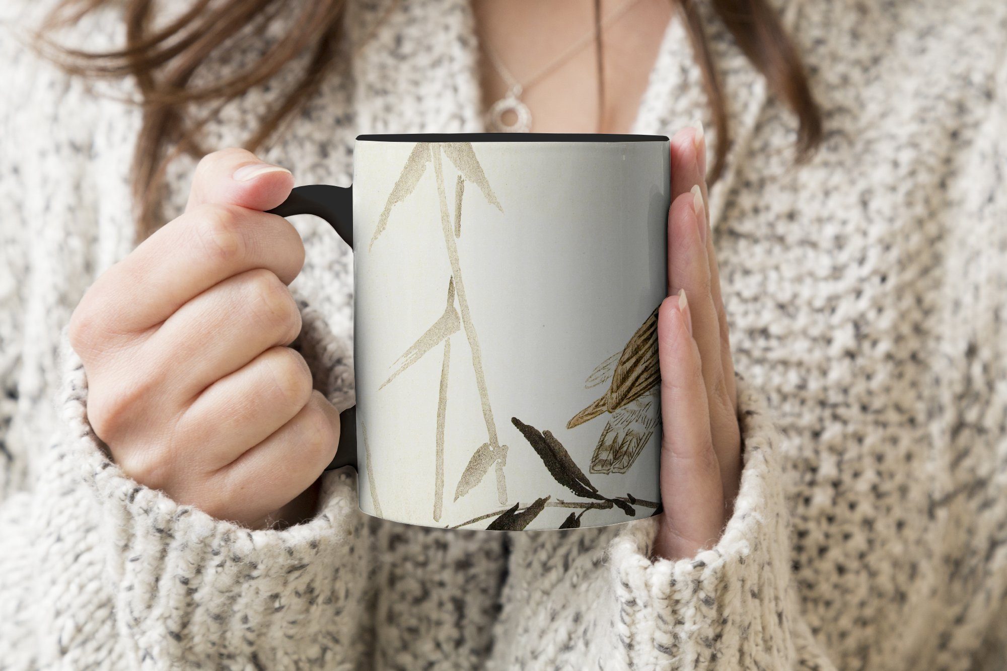 Teetasse, - Geschenk Zaubertasse, Skandinavisch Farbwechsel, Kaffeetassen, Vogel - Keramik, MuchoWow Vintage, Tasse