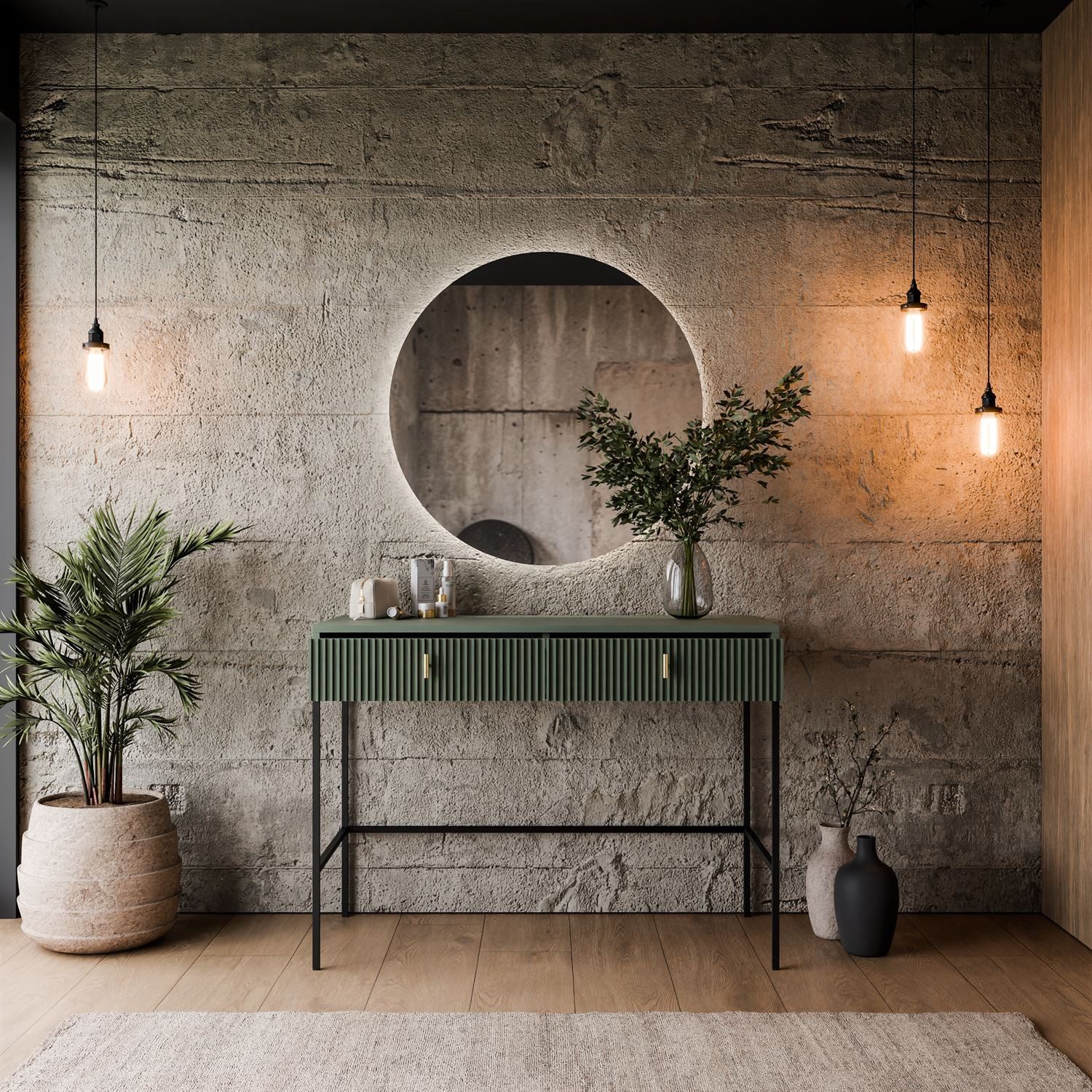 Lookway Schminktisch MIDNIGHT auf Gestell mit Spiegel und LED-Beleuchtung, Breite: 104 cm