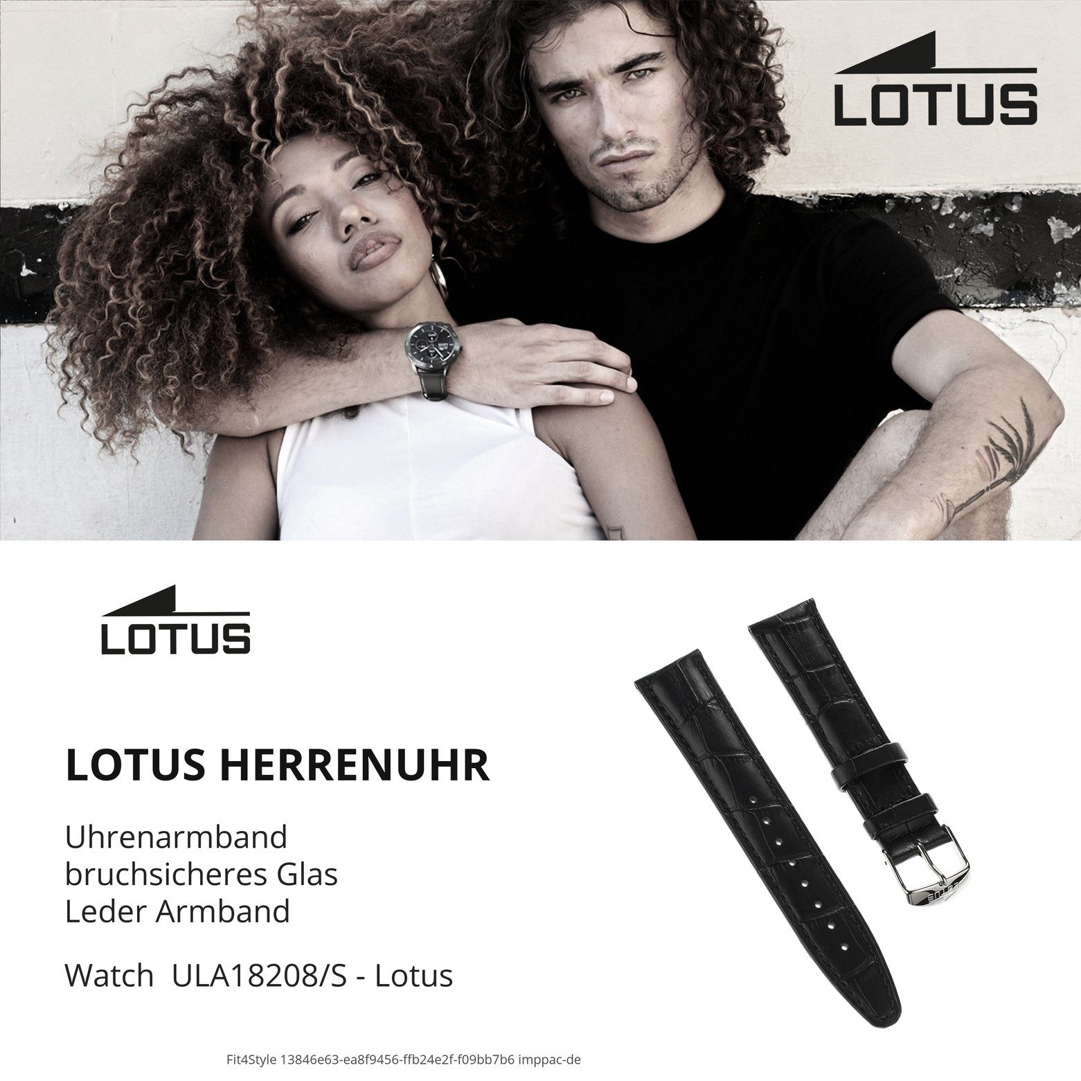 Uhrenarmband, Lederarmband 18208 Herren Lotus Uhrenarmband 21mm, Herren schwarz Uhrenarmband Lotus Lotus