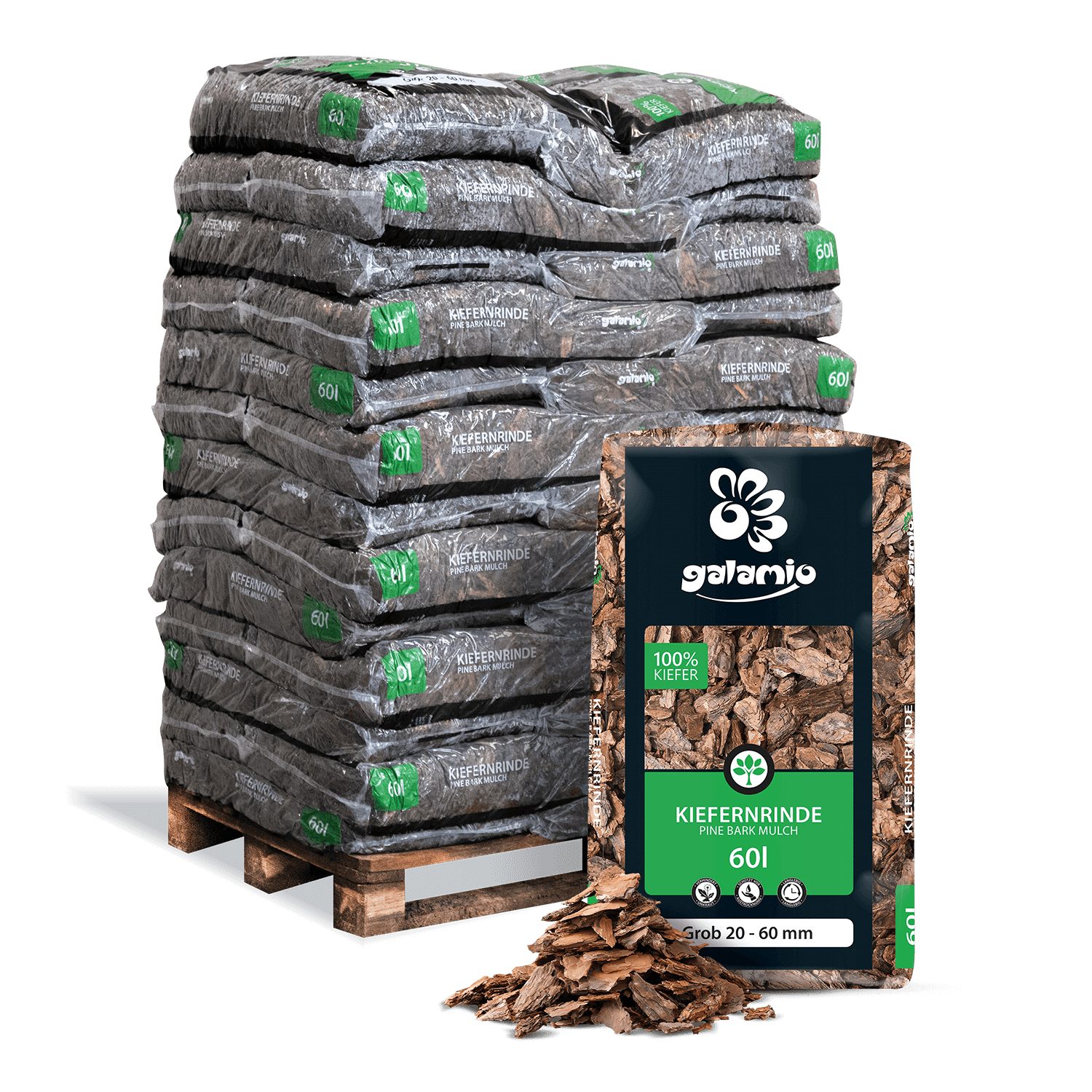 GALAMIO Rindenmulch Kiefer Grob, (Palette, 39-St)