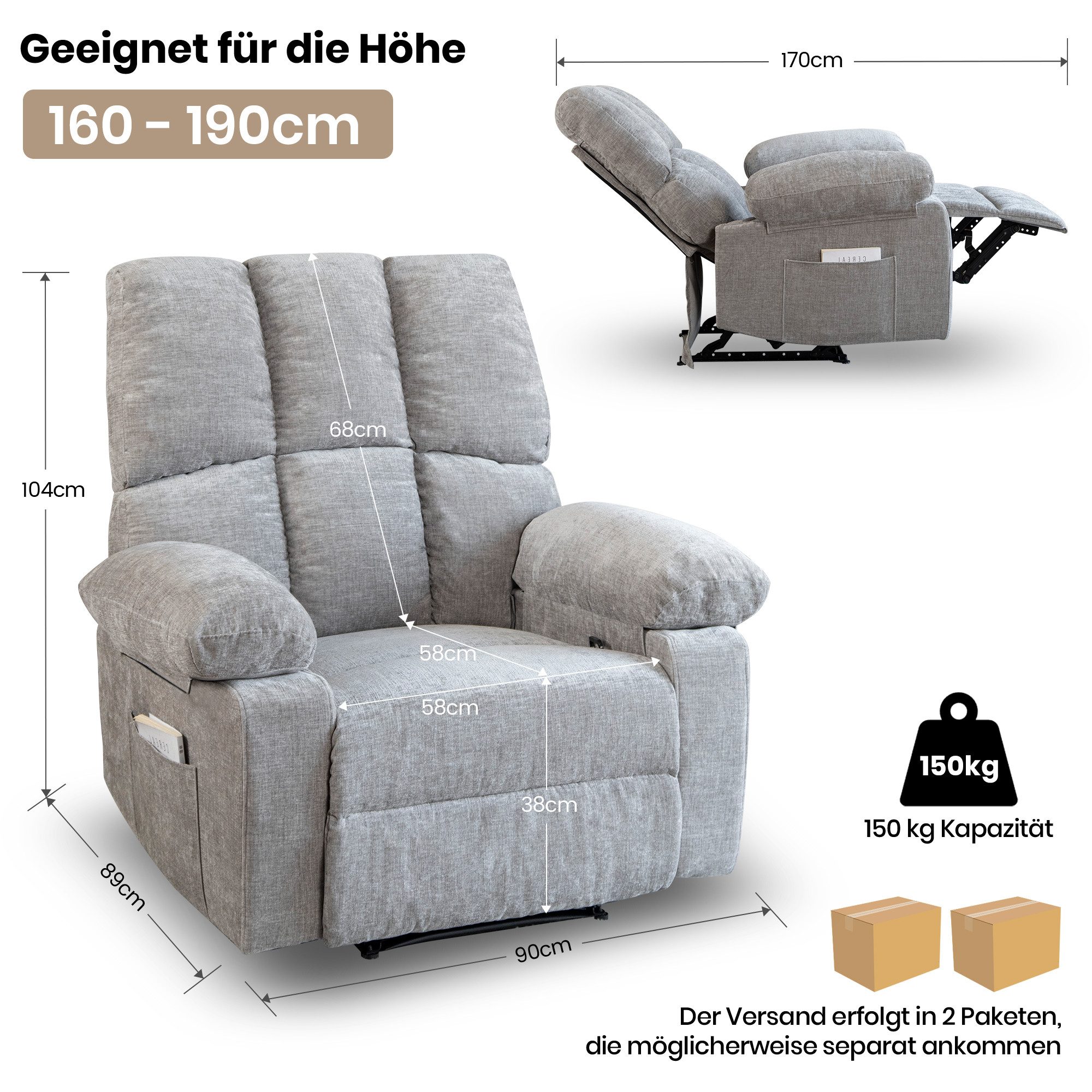 HOMYEDAMIC Relaxsessel Massagesessel 72 cm Einzelsessel Breite XXXL Relaxse günstig online kaufen