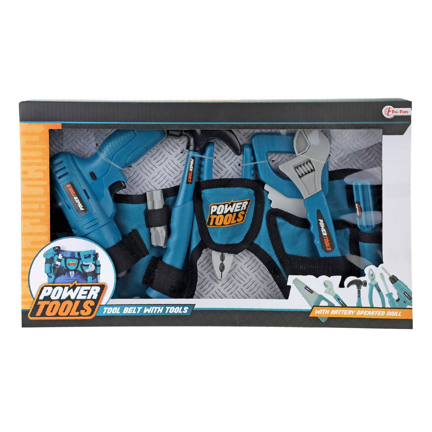Toi-Toys Kinder-Werkzeug-Set Power Tools - Werkzeugset mit Hüfttasche (7-te günstig online kaufen
