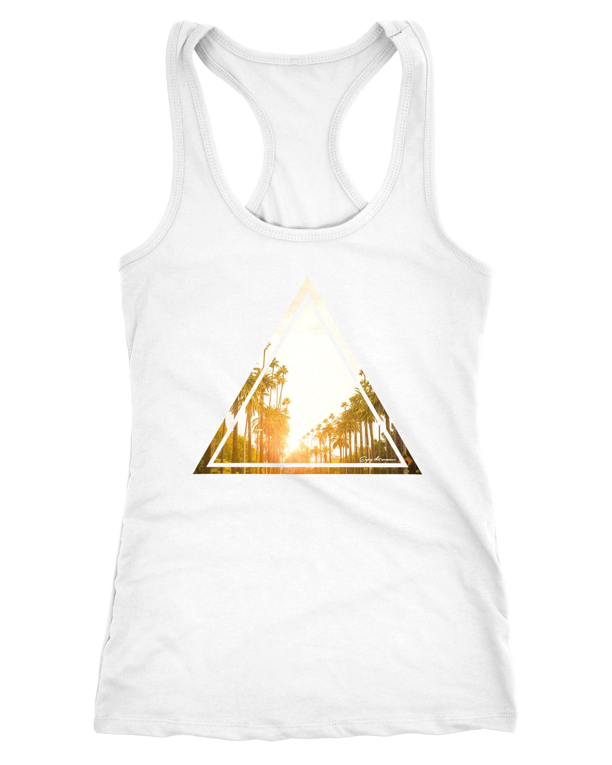 Tanktop Damen Tank-Top Foto Print Ananas Palmen Sommer Tropical Dreieck
