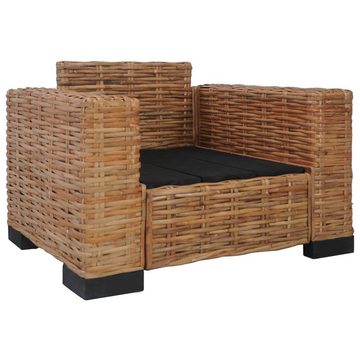 vidaXL Sessel Sessel mit Auflagen Natur Rattan