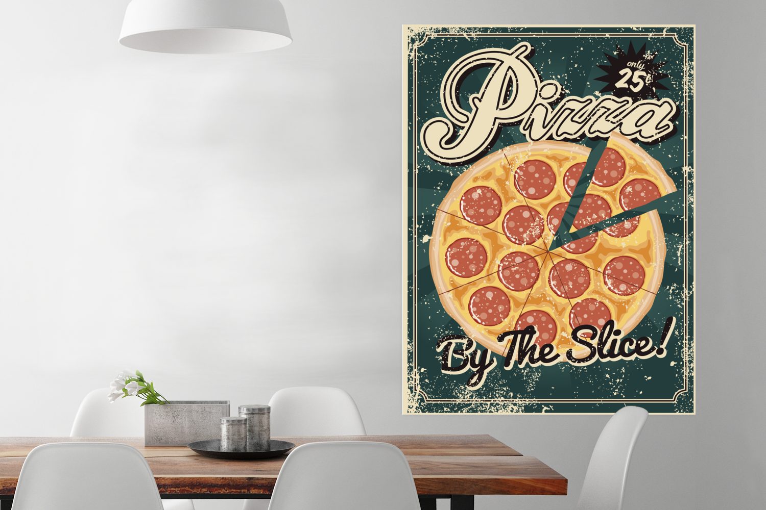 MuchoWow Poster Vintage-Poster einer Pizzawerbung, (1 St), Wandbild, Deko, Schlafzimmer, Wohnzimmer, Qualitätsdruck Dickes Papier