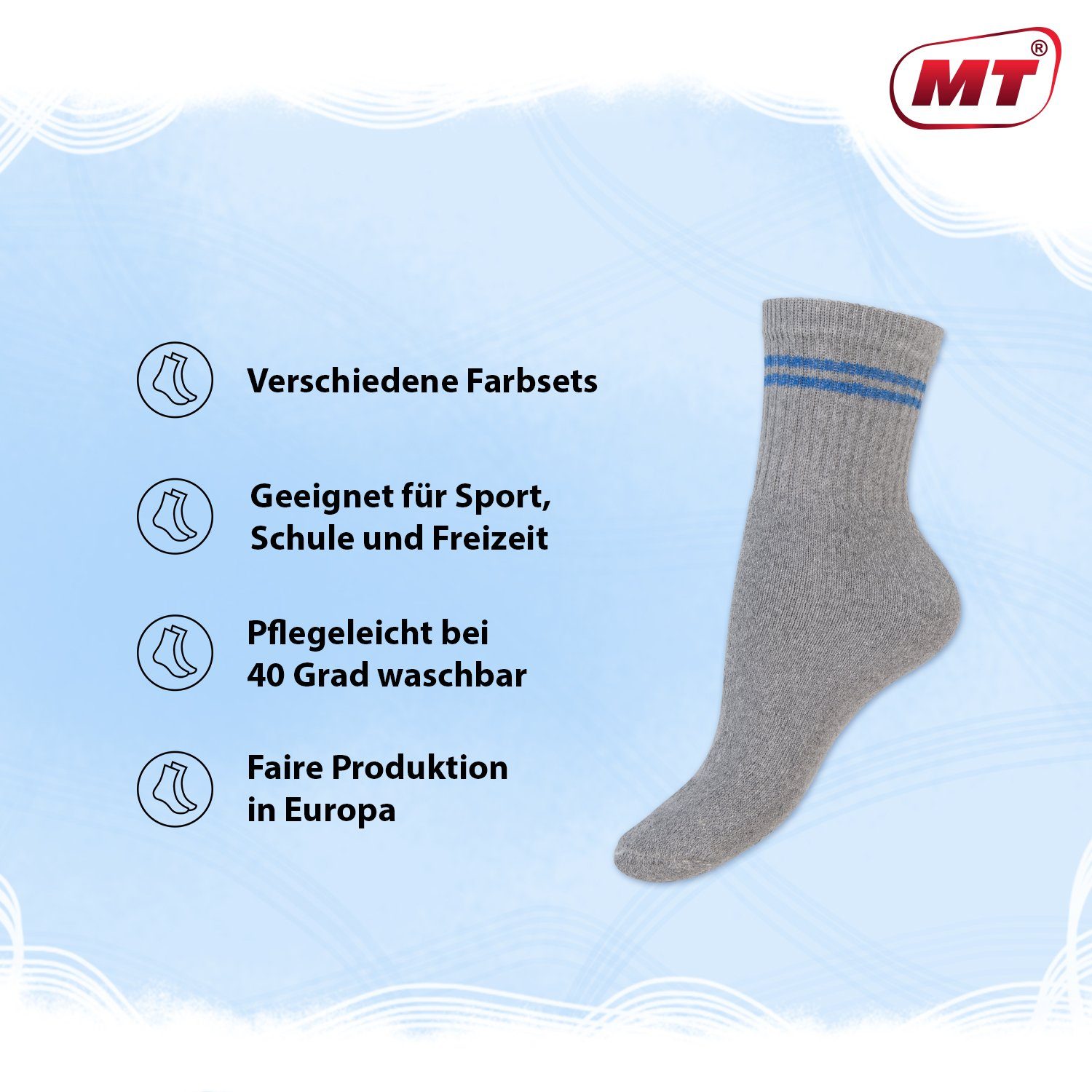 MT Tennissocken Kinder Freizeit Socken (5/10 Paar) Tennissocken Mädchen & Jungen (5-Paar) – Bild 2 von 4