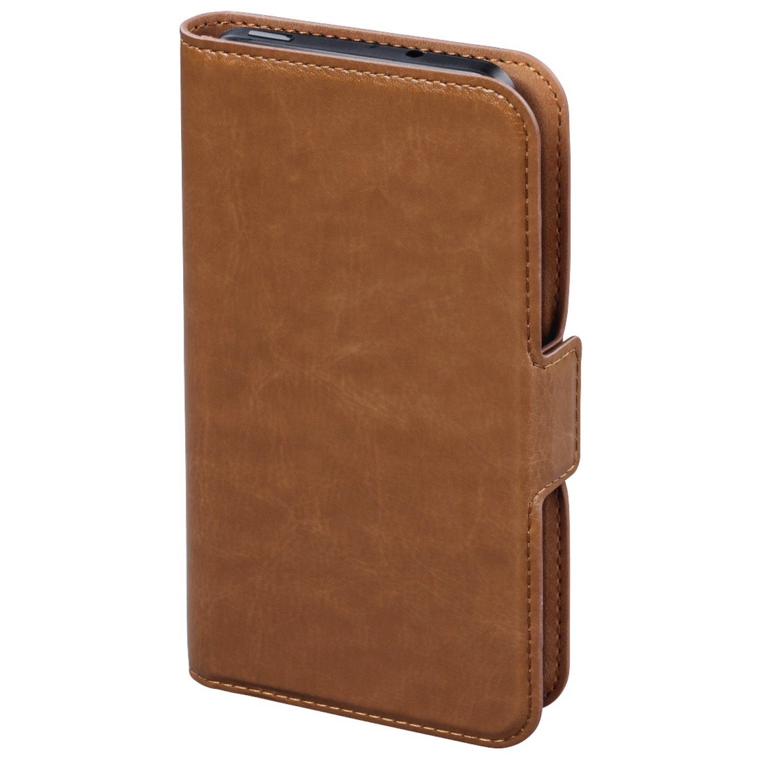 Hama Handyhülle Universal Booklet 4" bis 5,4" Klapp-Tasche Braun, Schutz-Hülle Case Bag Book-Cover Etui Kartenfach Magnet-Verschluss