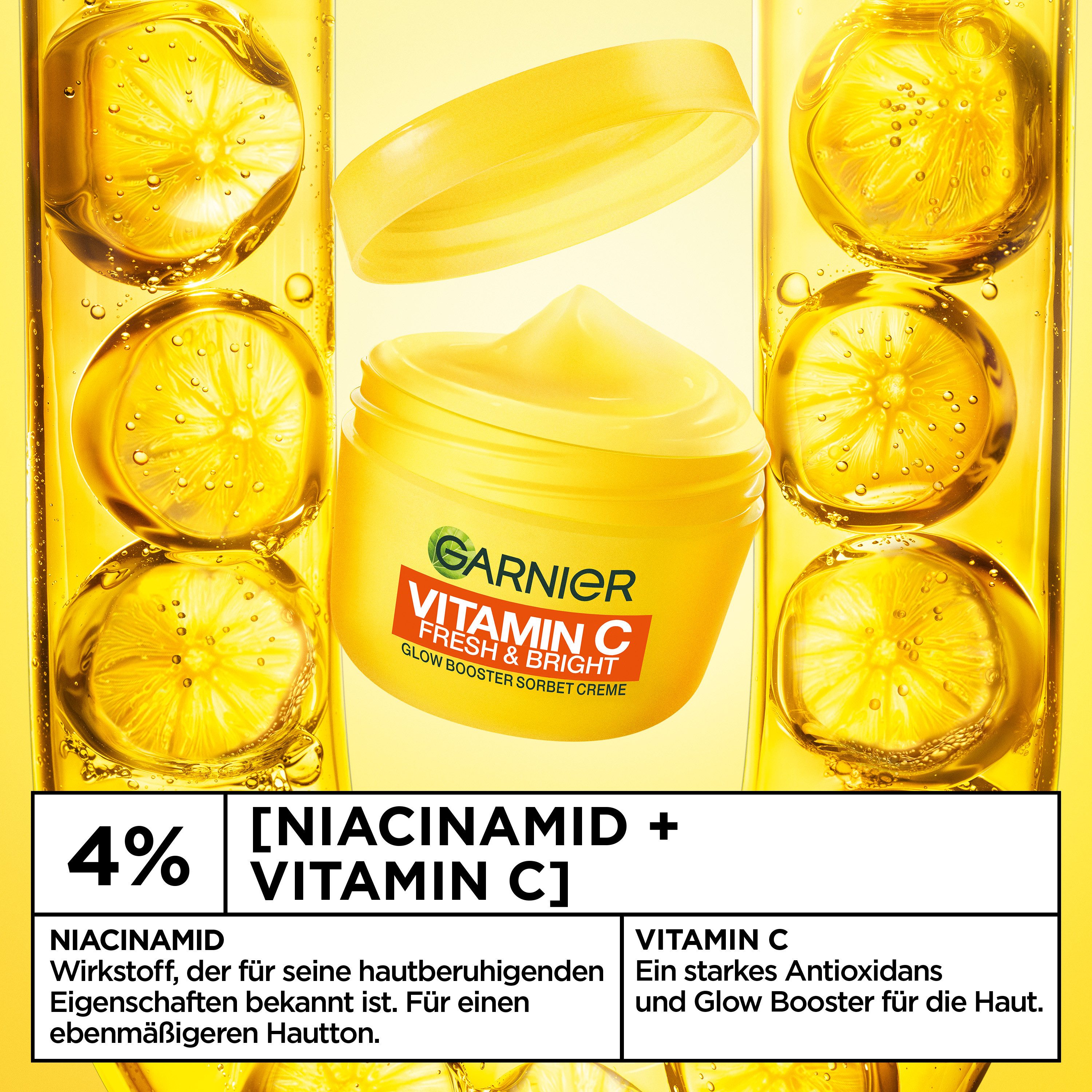GARNIER Tagescreme VITAMIN C FRESH & BRIGHT GLOW BOOSTER SORBET CREME