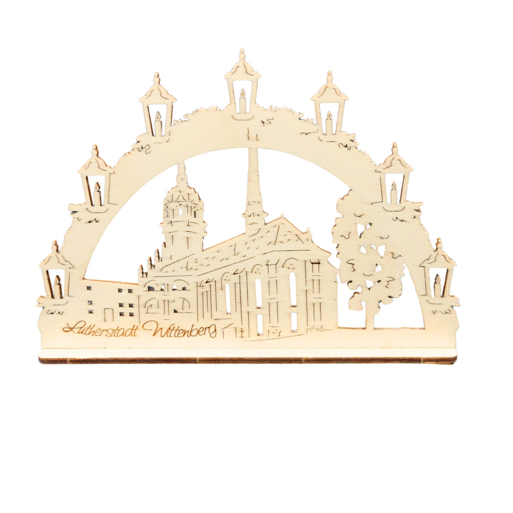 DeColibri Schwibbogen Miniatur Schwibbogen Lutherstadt Wittenberg Schlosskirche, Holz, Holzkunst aus Sachsen