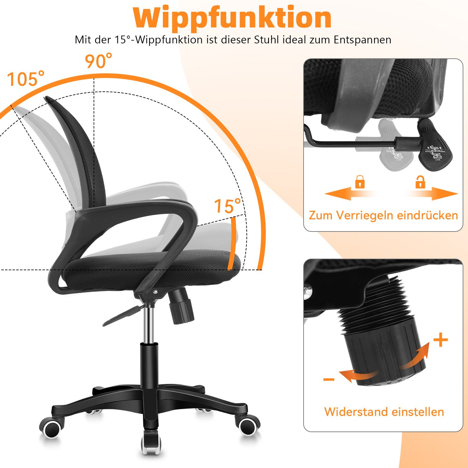 LOVONLIVE Drehstuhl Bürostuhl ergonomisch Schreibtischstuhl Verchromten günstig online kaufen
