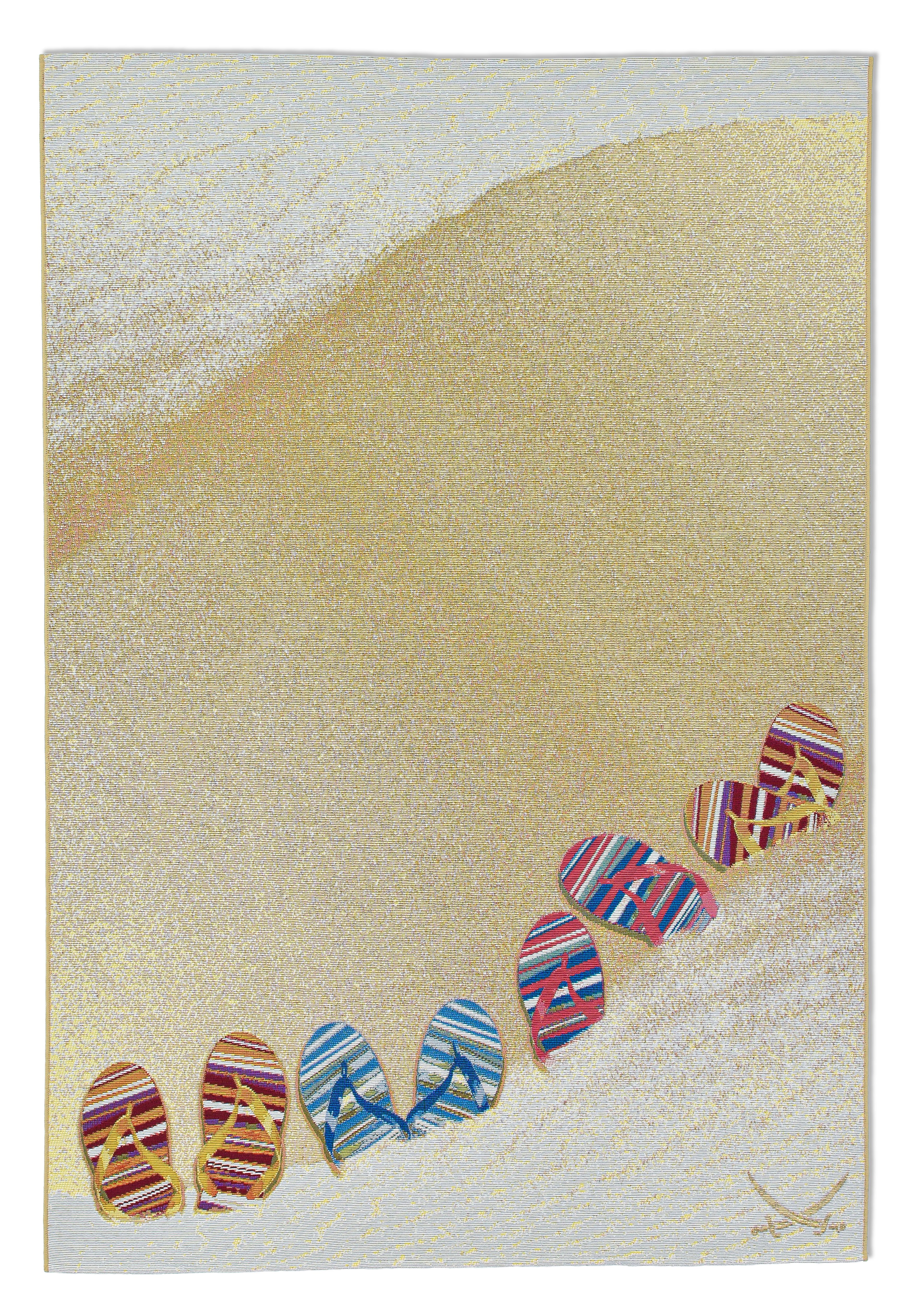 Sansibar Teppich Rantum Beach SA-017, rechteckig, Höhe: 5 mm, Flachgewebe, modernes Design, Motiv Badelatschen, Outdoor geeignet