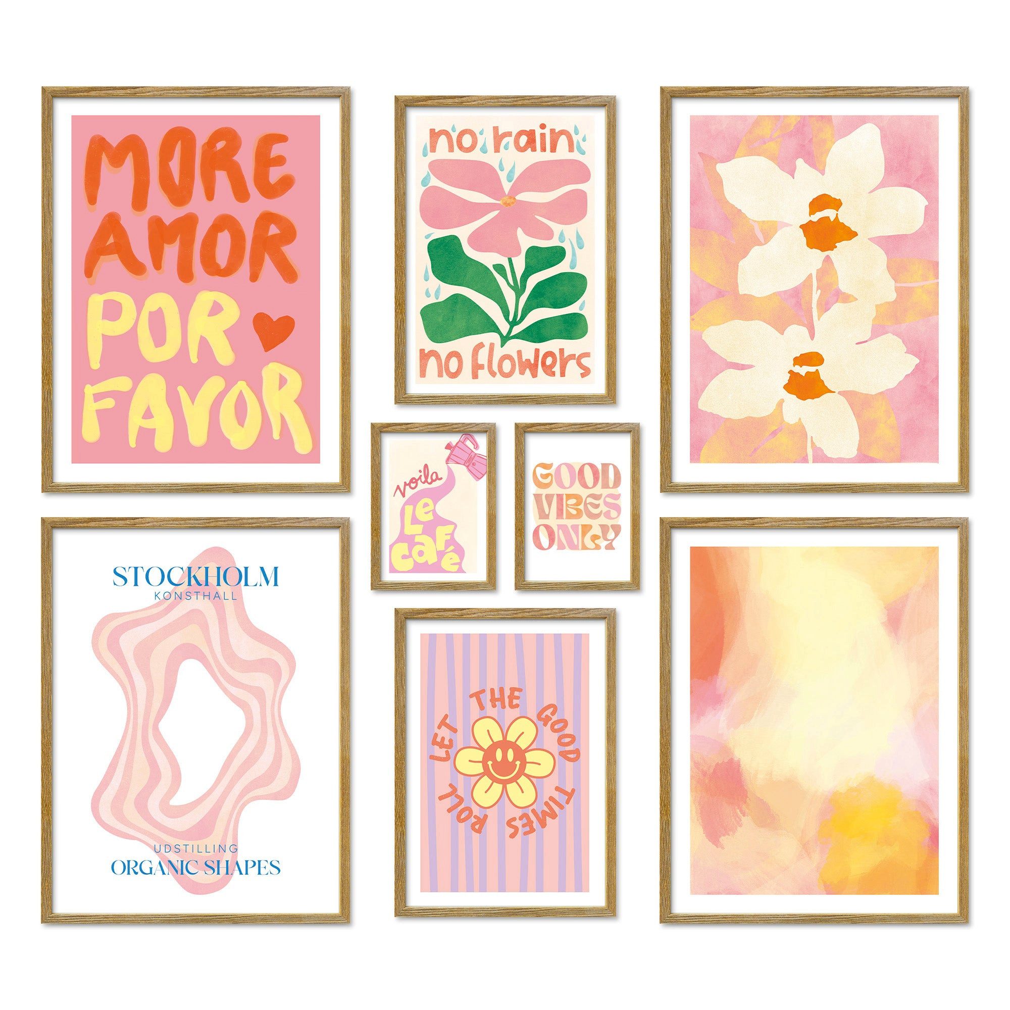ARTFAVES Bilder-Collage Poster Set Abstract Dopamine Decor I mehrteilige Bilderwand I Wandbild, (Wandbilder modern, 8 St)