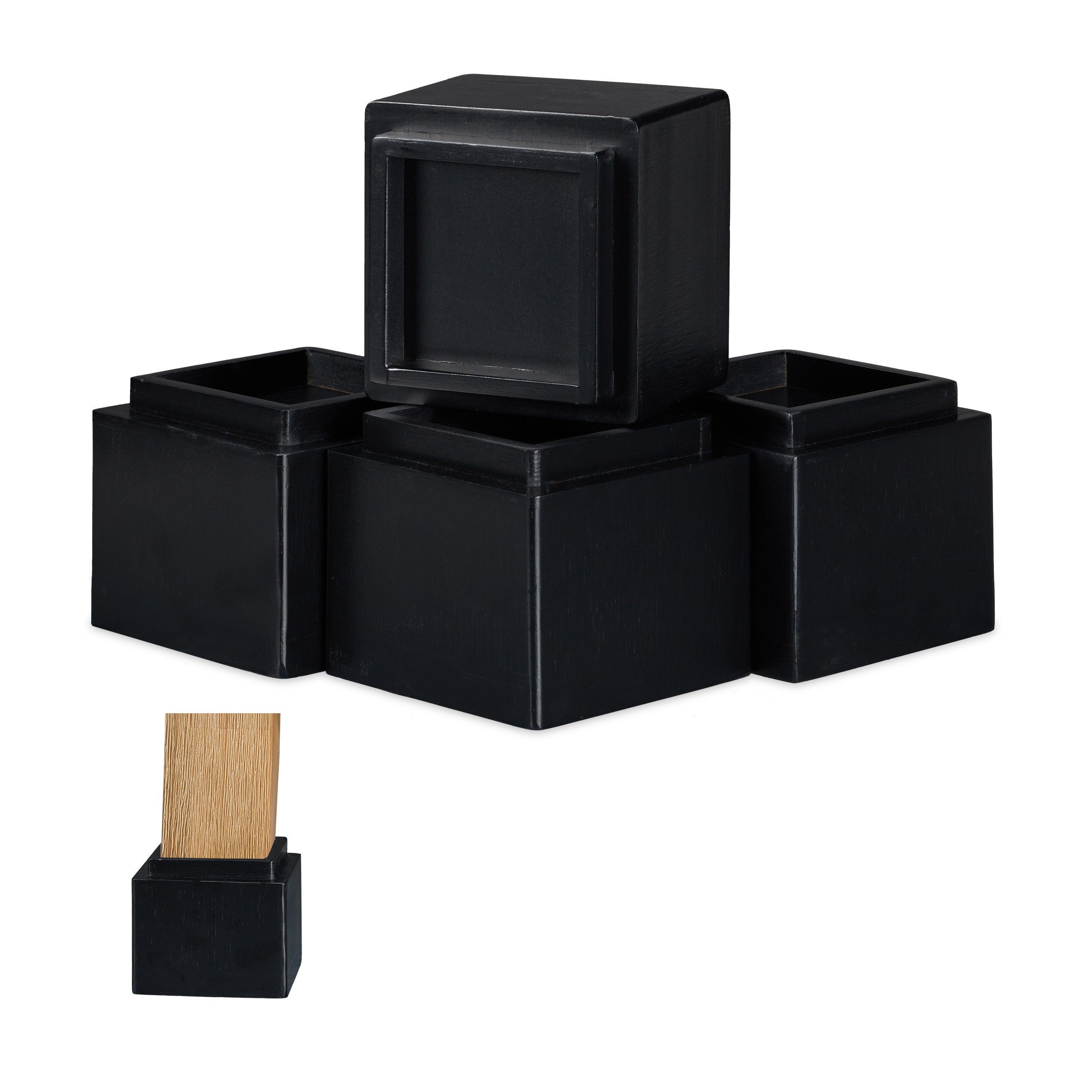 relaxdays Erhöhungs-Set Möbelerhöher 4er Set in versch. Farben, schwarz günstig online kaufen