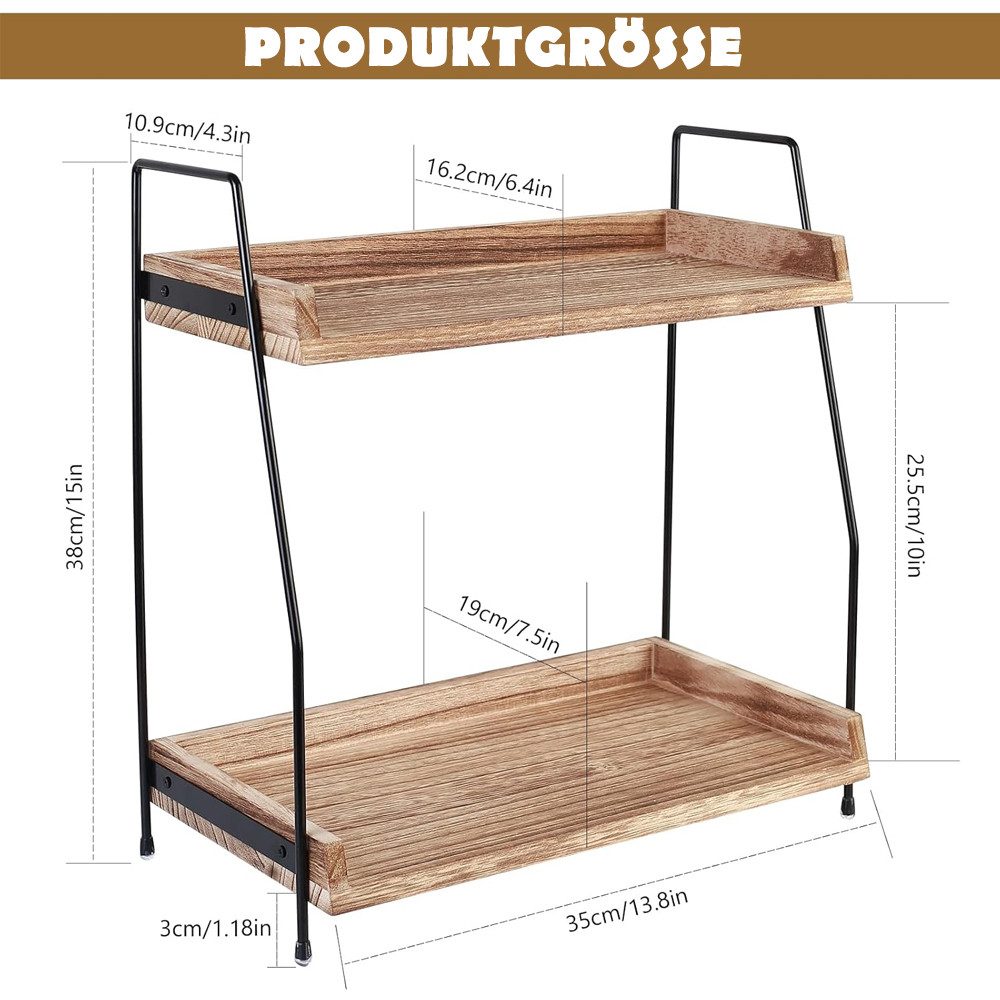 TUWENA Gewürzregal 2 Etage Gewürzregal, Kaffeeregal aus Holz, Küchenregal A günstig online kaufen