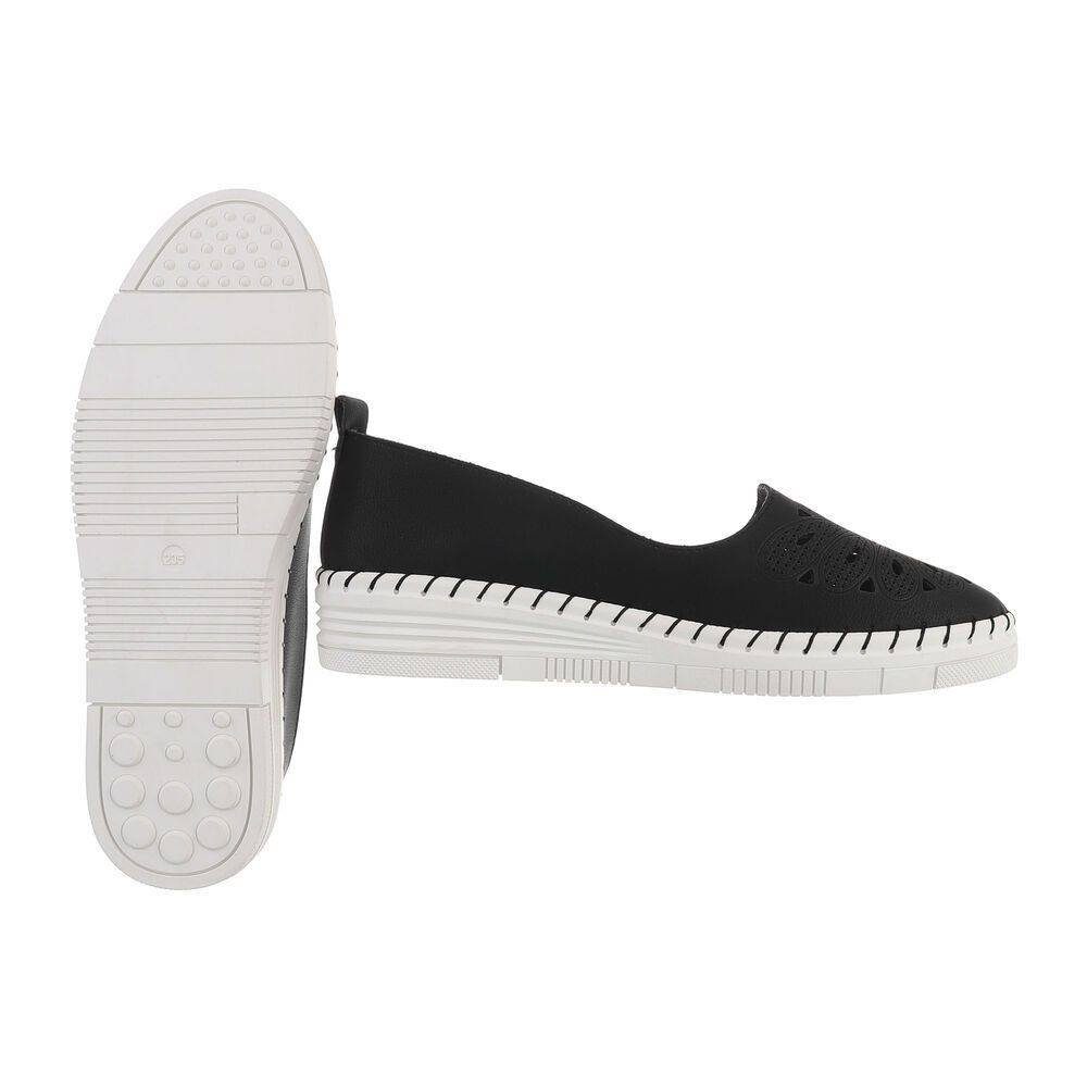 Schlupfschuhe Slipper Damen Freizeit Ital-Design Schwarz Slipper Flach in