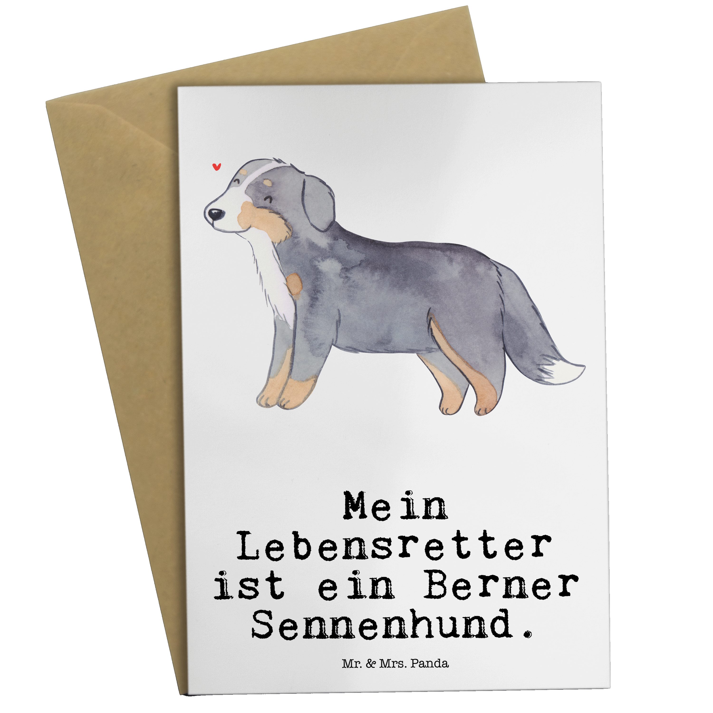Mr. & Mrs. Panda Grußkarte Berner Sennenhund Lebensretter - Weiß - Geschenk, Rassehund, Einladun
