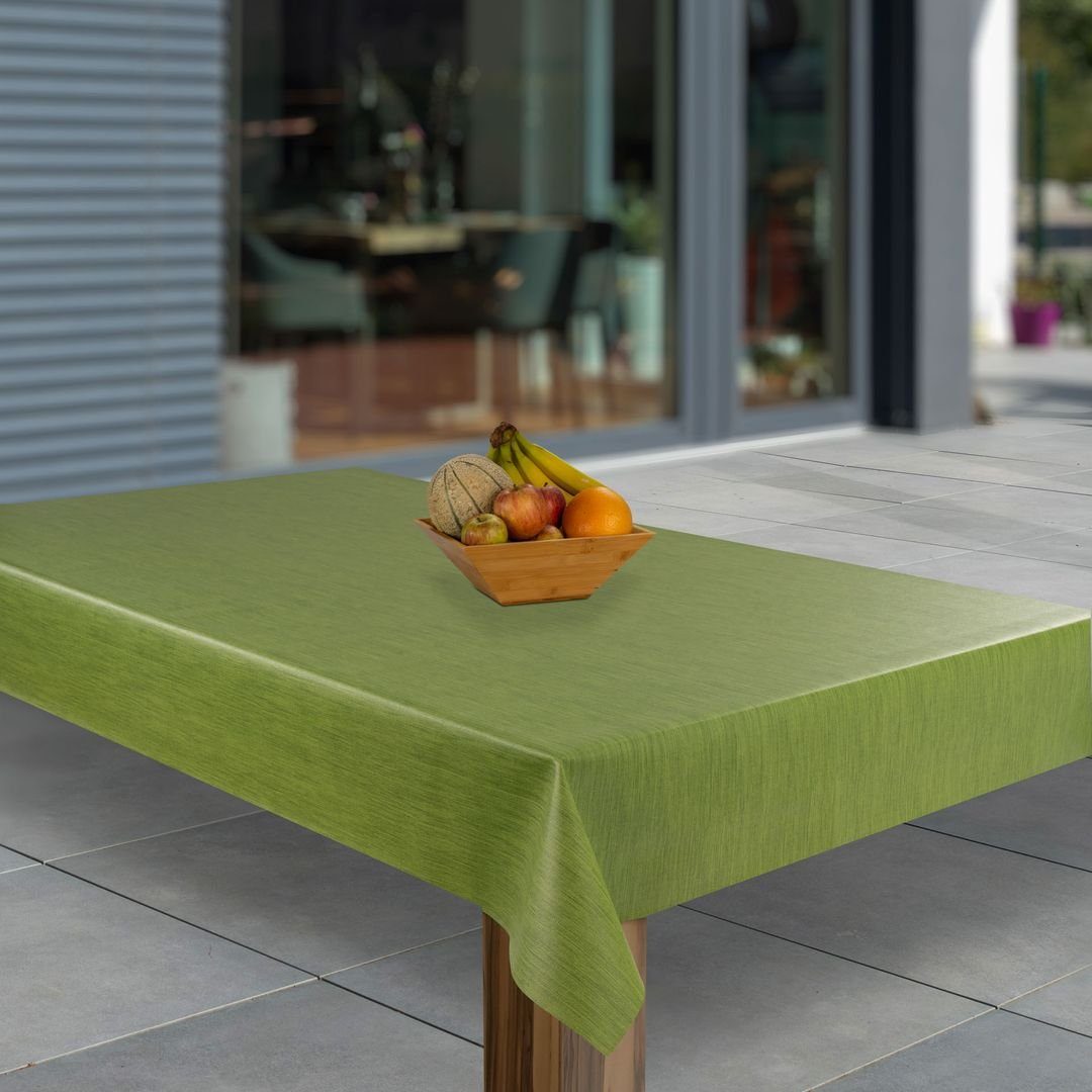 laro Tischdecke Wachstuch-Tischdecken Abwaschbar Grün Leinenoptik rechteckig