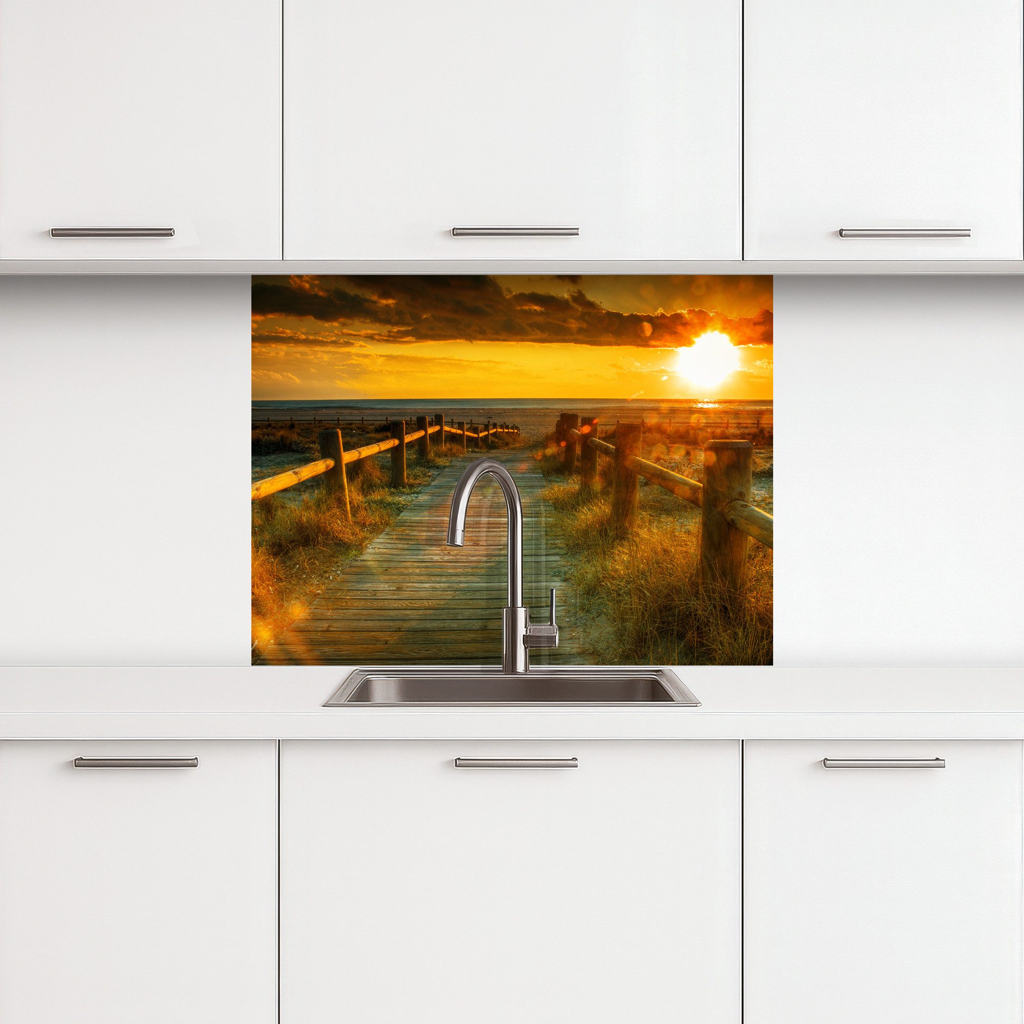 KitchenYeah Küchenrückwand selbstklebend Sonne - Strand - Düne - Horizont - günstig online kaufen