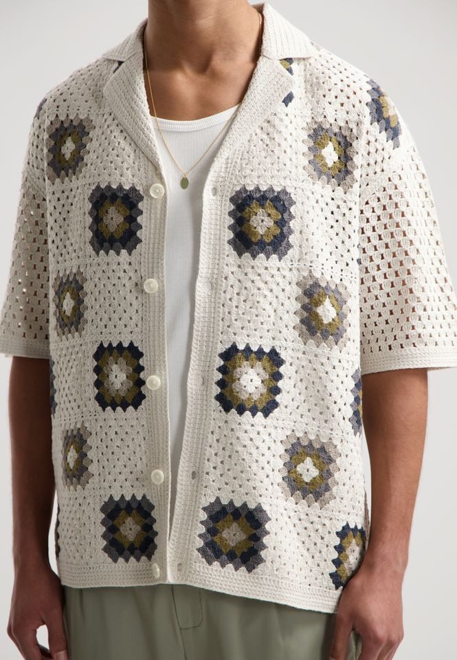 Kurzarmhemd - Häkelhemd Herren - Häkelshirt Herren - Hemd Crochet Herren