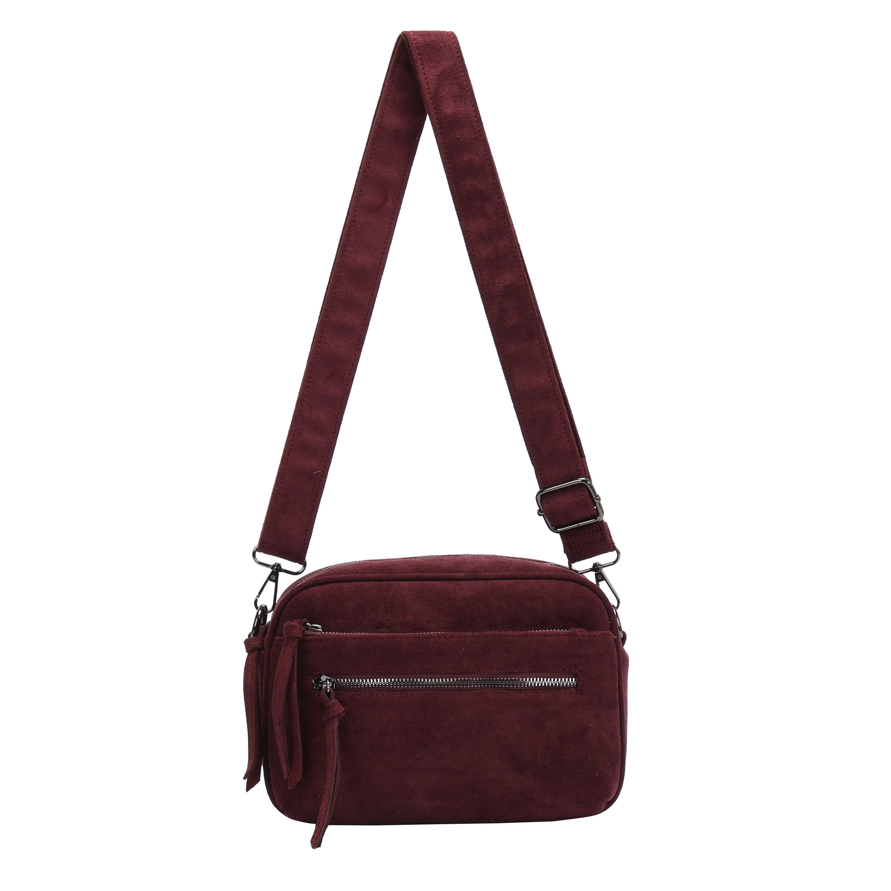 MIRROSI Umhängetasche Damen Schultertasche Wildleder-Optik Polyester Crossbody Bag (mit verstellbarem Schulterriemen & Reißverschlussfächern, ca. 24 x 9 x 17 cm), Neue Kollektion Herbst/Winter 2026