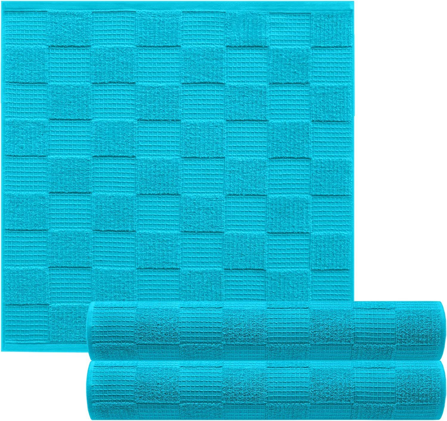 Lashuma Geschirrtuch Lissabon, (Set, 3-tlg), Abtrockentücher aus Baumwolle 50x50 cm blau Aquamarin Blau