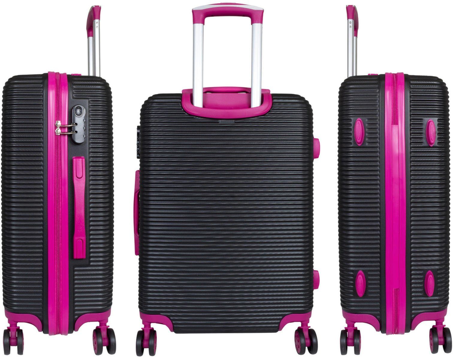 Warenhandel König Hartschalen-Trolley Santorin, 4 Rollen, farbig abgesetzte Griffe, Rollen und Reißverschlüsse