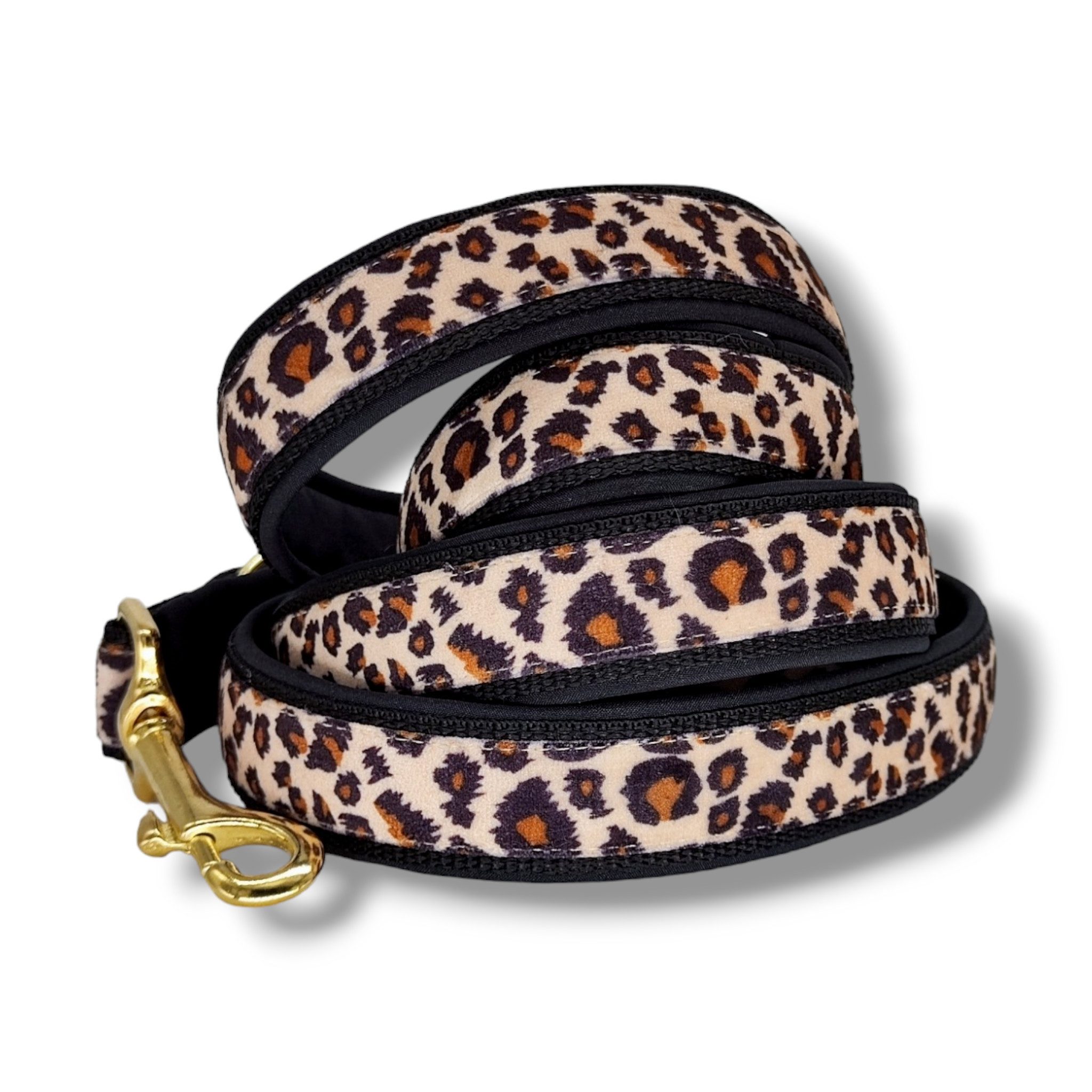 D by E Couture Hundeleine "Golden Leo Love I", gepolstert, 3-fach verstellbar, 30mm breit, Handmade