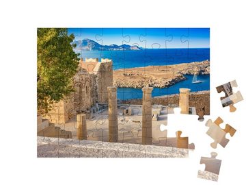 puzzleYOU Puzzle Akropolis von Lindos, Rhodos, Griechenland, 48 Puzzleteile, puzzleYOU-Kollektionen Rhodos, Mittelmeer