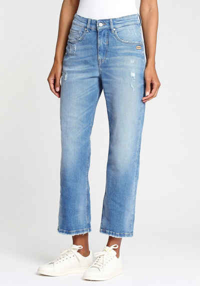 GANG Mom-Jeans »GLORIA CROPPED« mit ausgefranster Kante am Beinabschluss