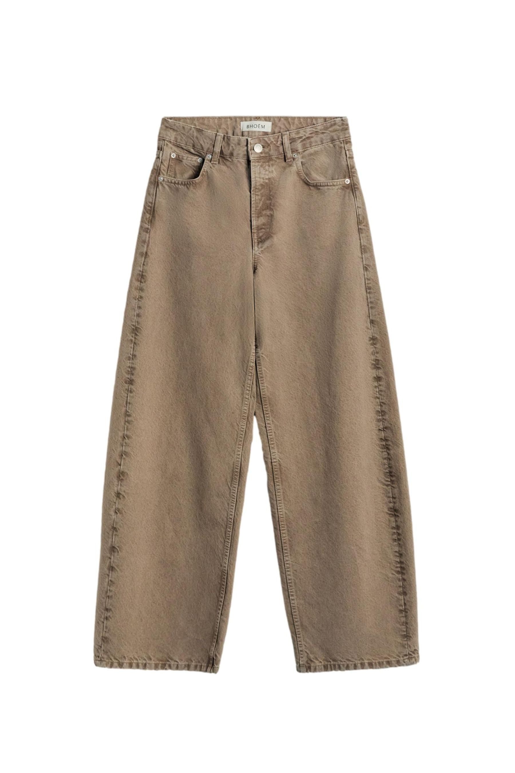 Bhoem Weite Jeans BHOEM Mittelhohe Barrel-Jeans, schwarz (1-tlg)
