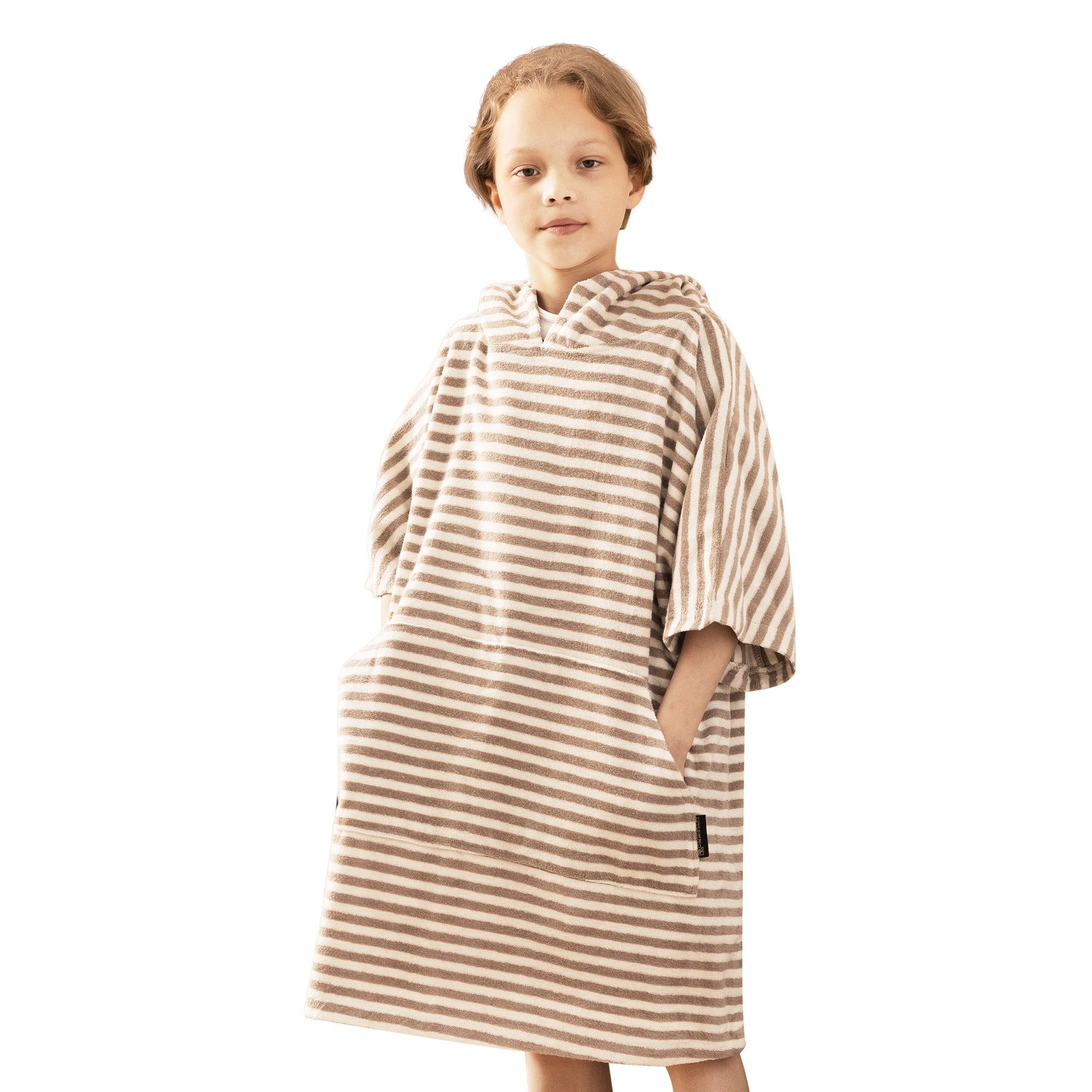 HOMELEVEL Bademantel Surf- und Badeponcho aus 100% Baumwolle für Kinder von 6-9 Jahren, Baumwolle