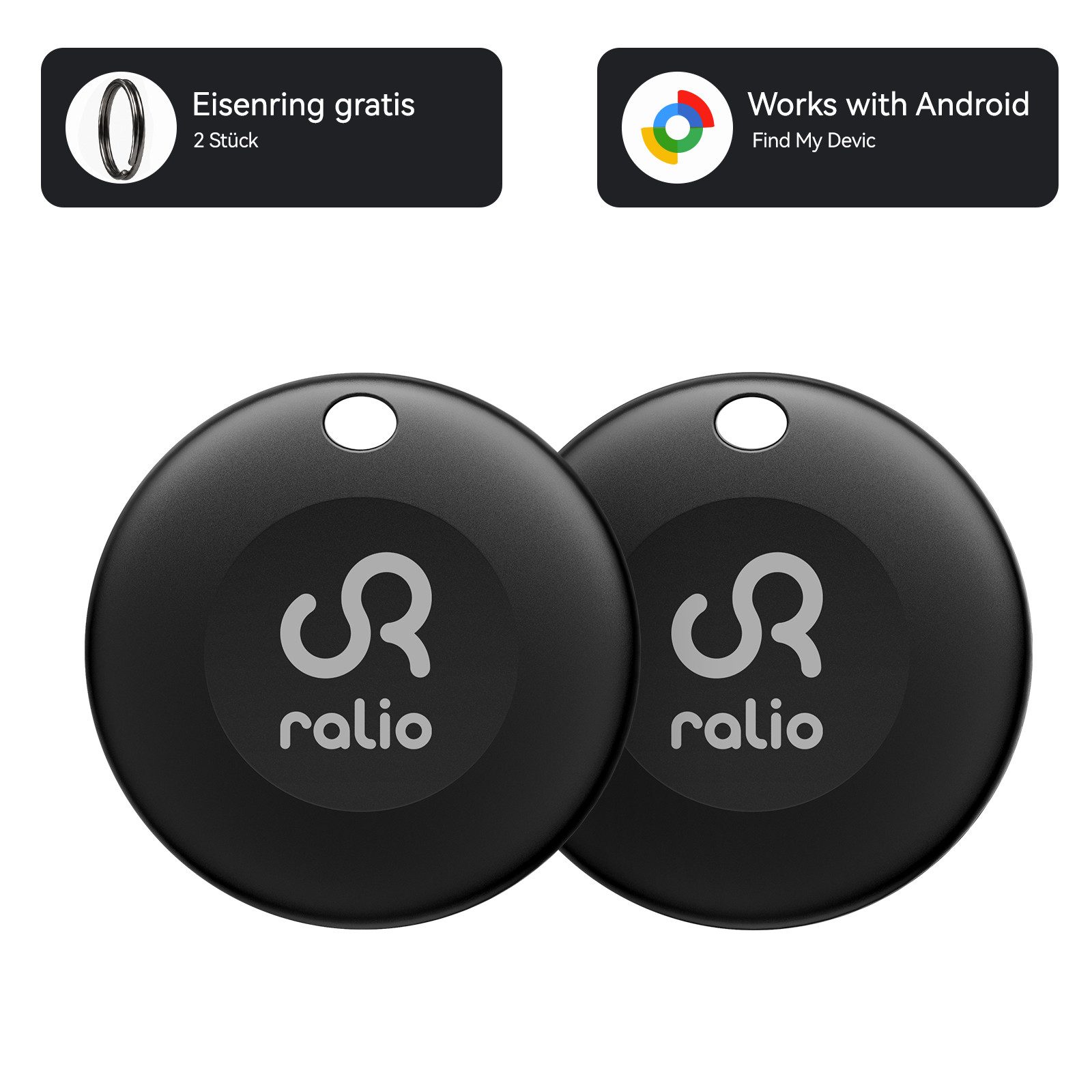 Ralio Bluetooth Tracker Android, kompatibel mit Google Find My Device GPS-Tracker (Smart Tag ohne Abo, für Schlüssel, Geldbörse, Tasche, Rucksack,Fahrrad)