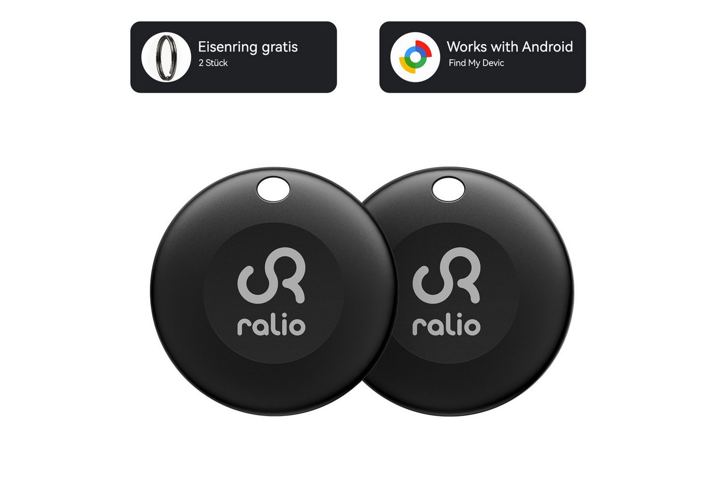 Ralio Bluetooth Tracker Android, kompatibel mit Google Find My Device GPS-Tracker (Smart Tag ohne Abo, für Schlüssel, Geldbörse, Tasche, Rucksack,Fahrrad)