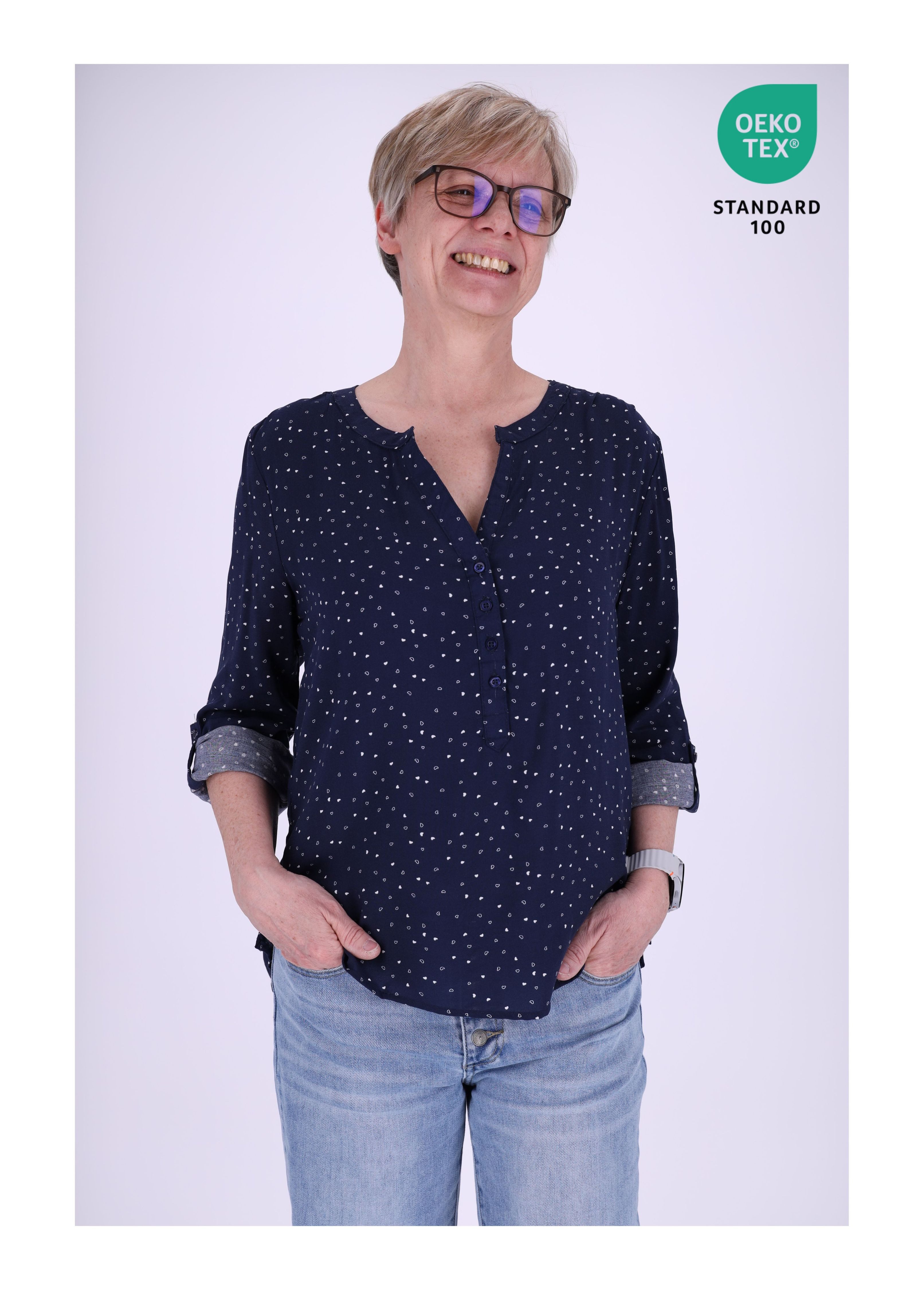 SPLASH OF COLOR Klassische Bluse Schlupfbluse Minimal Print Herzen