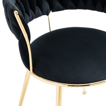 WISHDOR Polsterstuhl Esszimmerstuhl Wohnzimmerstuhl Schlafzimmerstuhl Stuhl Samt (nur Stuhl ohne Tisch, nur 2 Stühle, 2 St), mit goldene Metallbeine