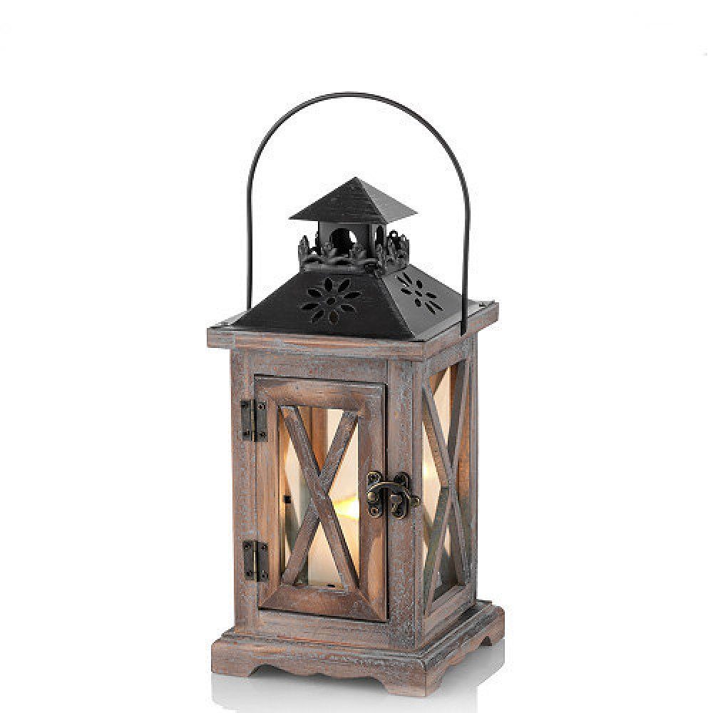 GelldG Dekoobjekt Laterne Kerzenhalter Vintage Windlicht Laterne Windlichthalter (1 St) Braun