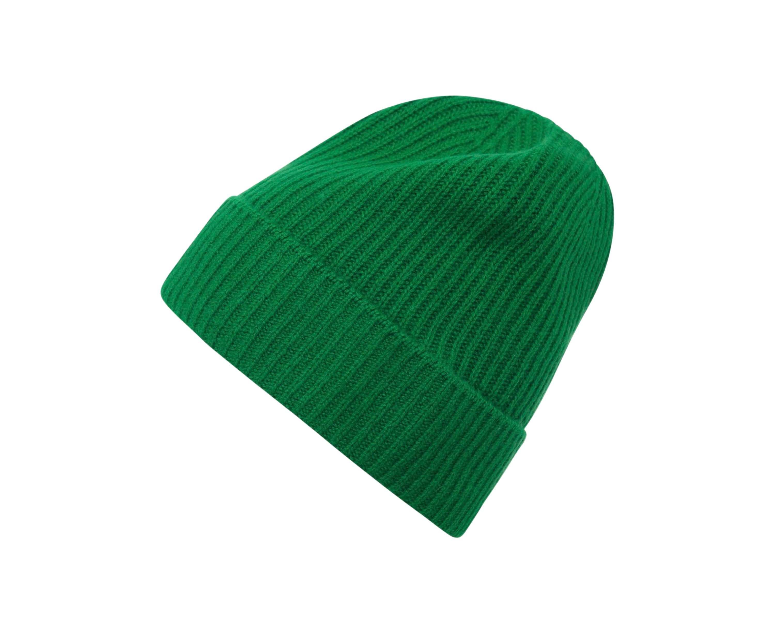 Zwillingsherz Strickmütze Zwillingsherz Damen Mütze Beanie aus 100 % Kaschmir Breiter Umschlag grün