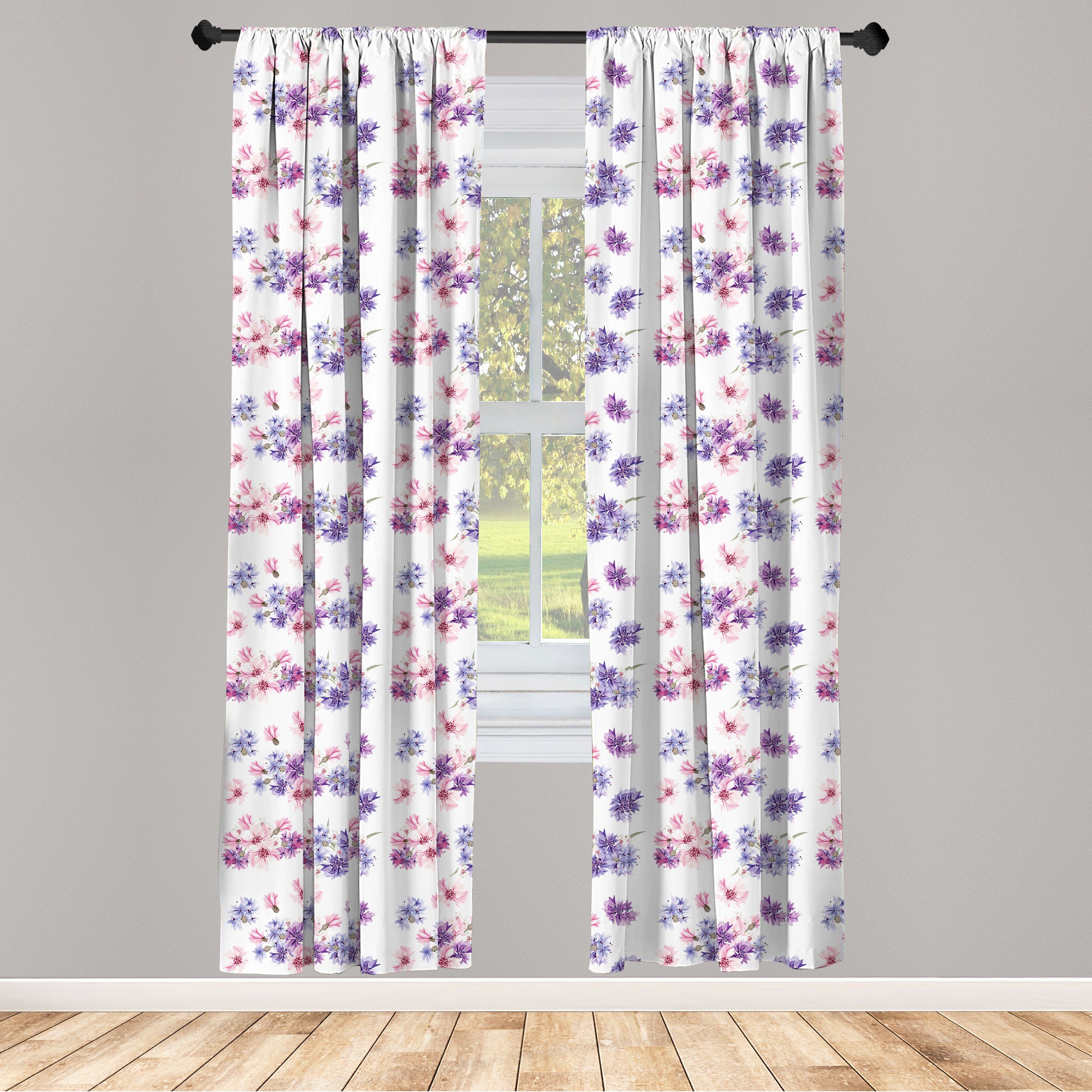 Gardine Vorhang für Wohnzimmer Schlafzimmer Dekor, Abakuhaus, Microfaser, Aquarell Hochzeit Blumen