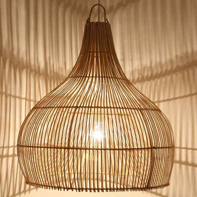 Casa Moro Deckenleuchten Rattan Lampe Elia Pendelleuchte Deckenleuchte Esszimmer Wohnzimmer, ohne Leuchtmittel, hndgefertigte Hängeleuchte aus Rattangeflecht