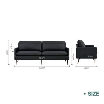 Z-Hom Sofa Z-hom Leder Sofa Modell 002, 2-Sitzer-/ 3-Sitzer-Sofa, Moderne Couch