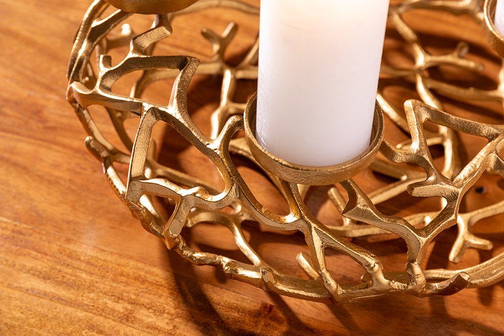 riess-ambiente Kerzenhalter ABSTRACT 38cm gold, Metall · Deko · Kranz aus Ästen · für 4 Kerzen · Wohnzimmer – Bild 3 von 5