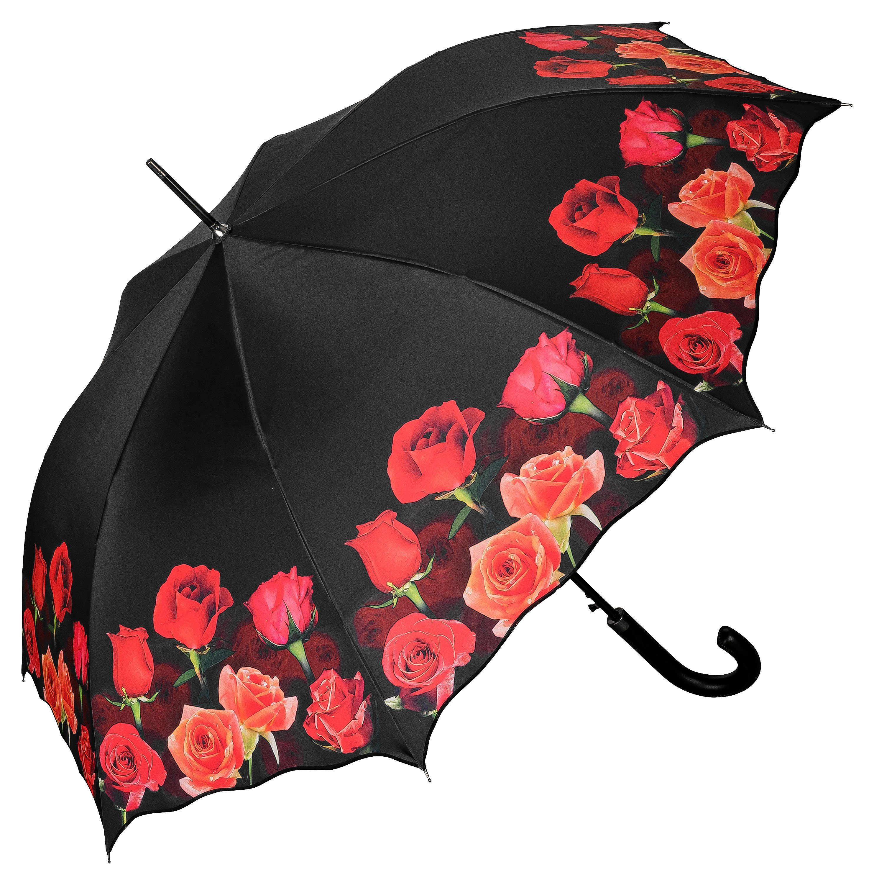 von Lilienfeld Stockregenschirm Regenschirm Rosenbouquet Blumen Auf-Automatik Rüsche