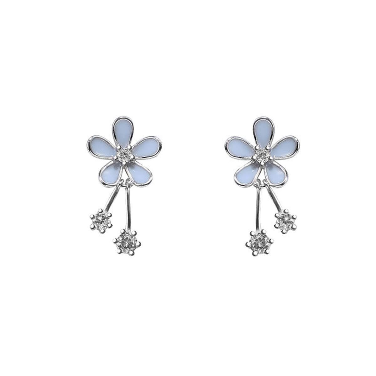 POCHUMIDUU Paar Ohrhänger 925 (2-tlg., Frauen für Zarte Mädchen Sterling Tropfen), Blumen-Ohrringe Silber Gänseblümchen-Blumen-Ohrstecker Hübsche