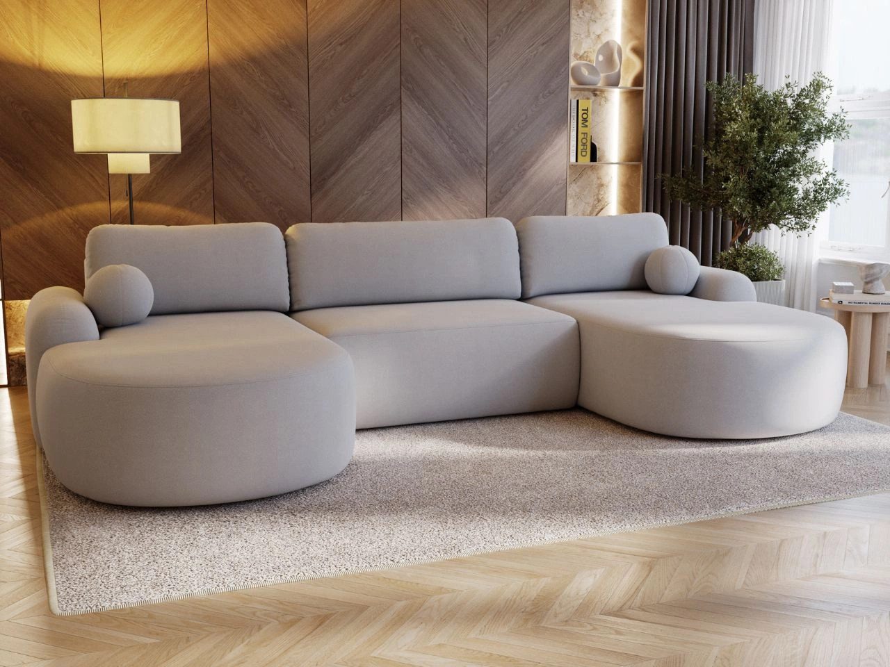 GrainGold Ecksofa U-Form AURIO mit Schlaffunktion günstig online kaufen