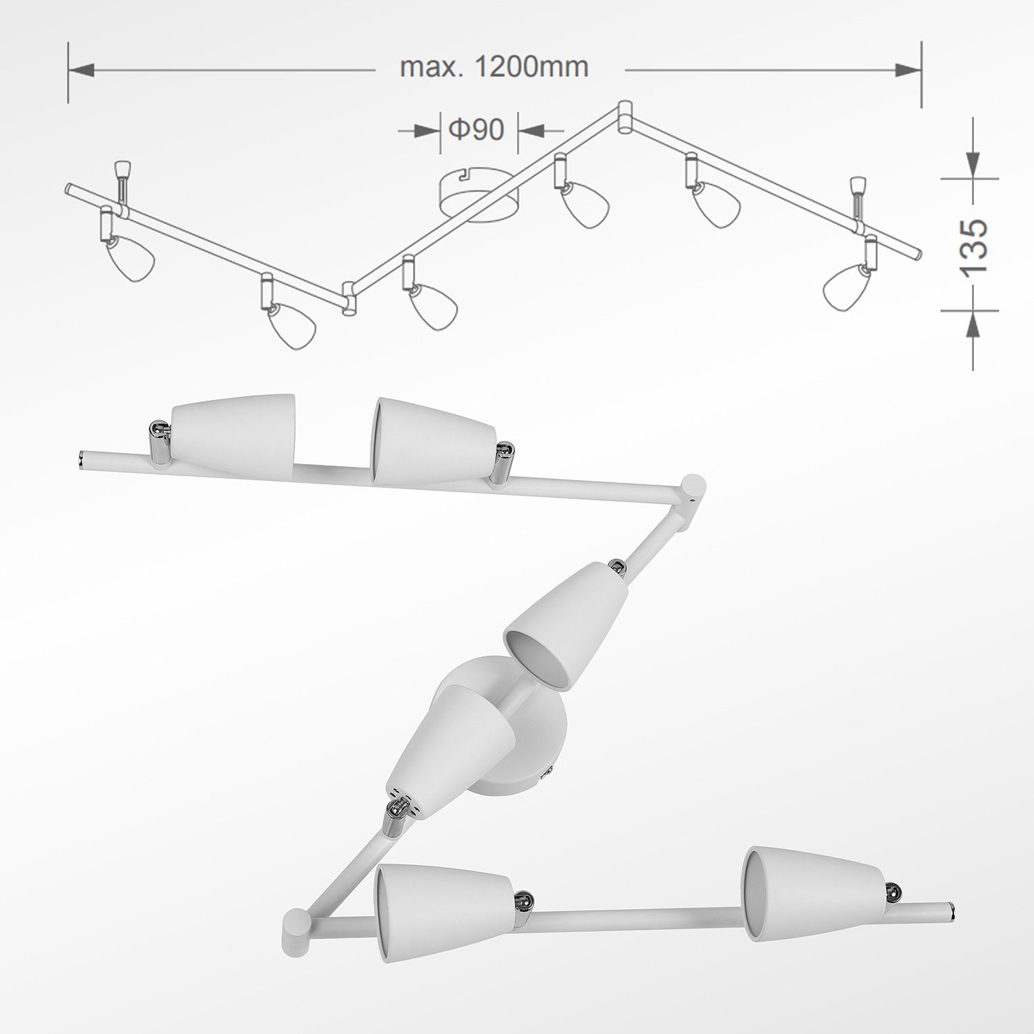 IMPTS LED Deckenspots Deckenleuchte Spotleuchte Deckenstrahler, Nicht Dimmbar, LED wechselbar, Warmweiß, Schwenkbar LED Deckenlampe Deckenspot