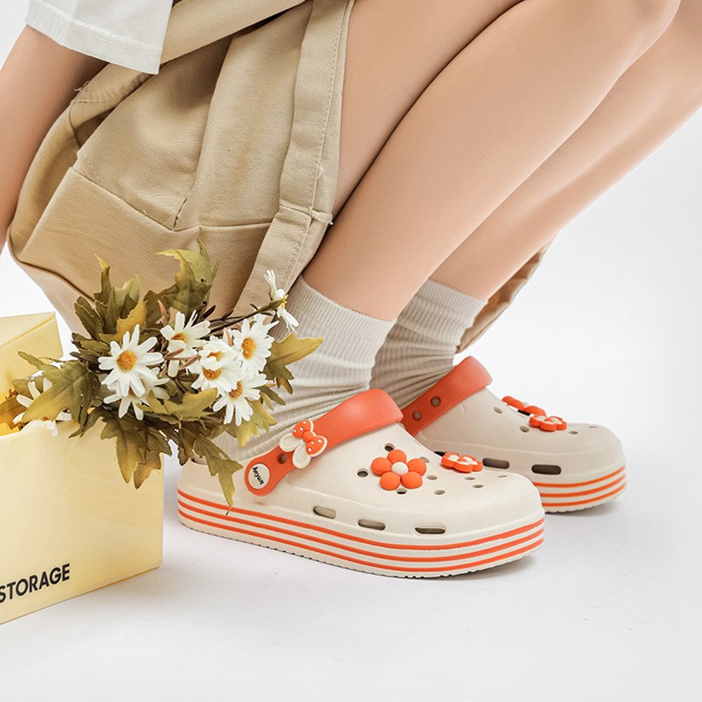 HUSK'SWARE Clog (Damen Blumen Clogs Sommer Freizeit) Leichte, atmungsaktive Clogs Rutschfeste Sandalen aus EVA-Material