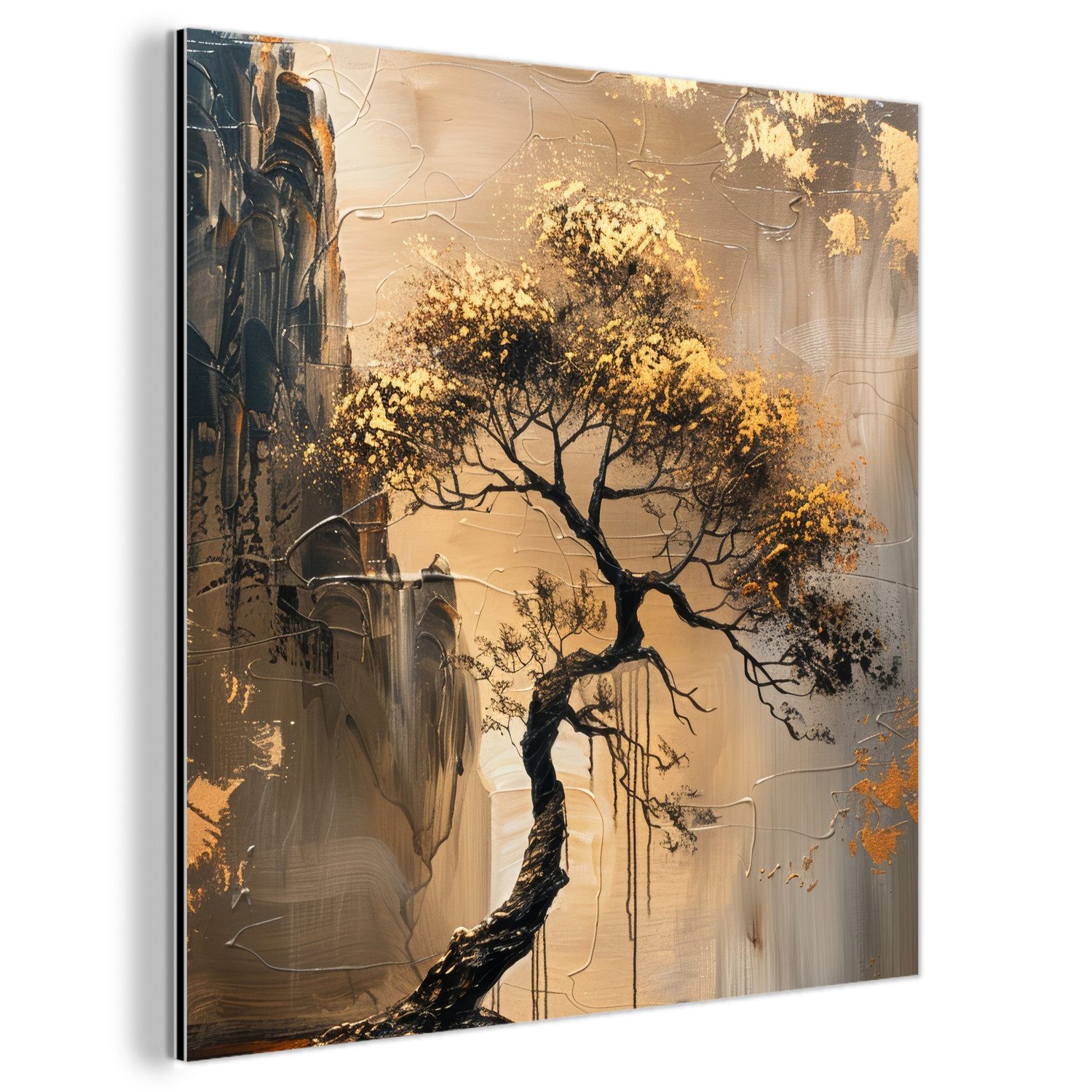MuchoWow Metallbild Baum - Gold - günstig online kaufen