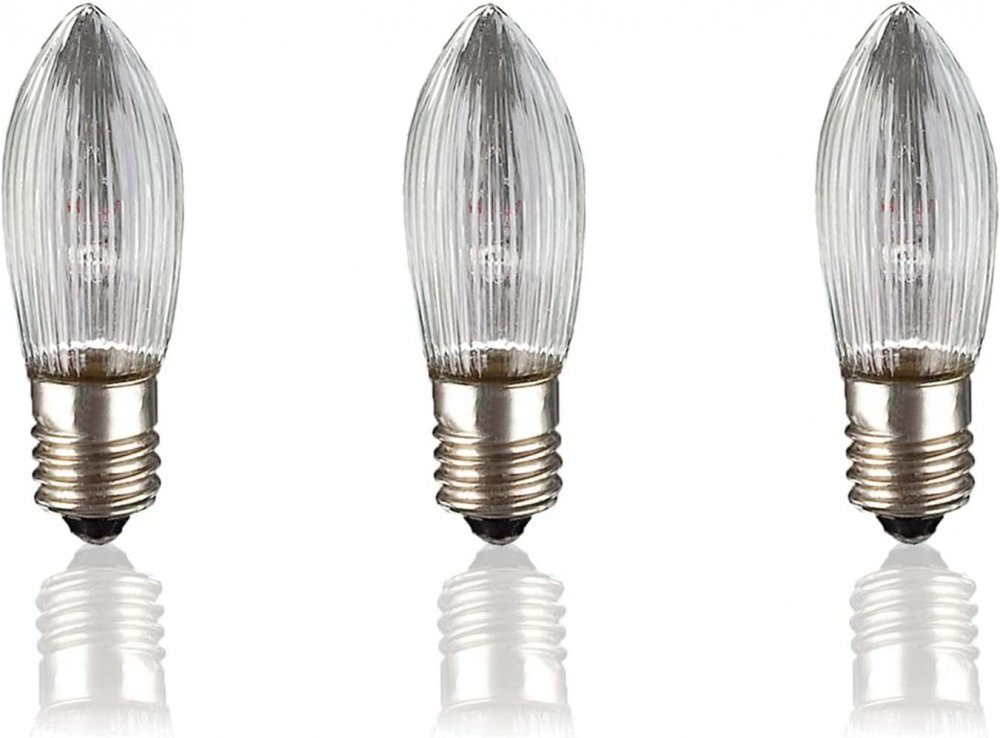 Hellum LED-Leuchtmittel Hellum 3x Riffelkerze E10 23V 3W klar